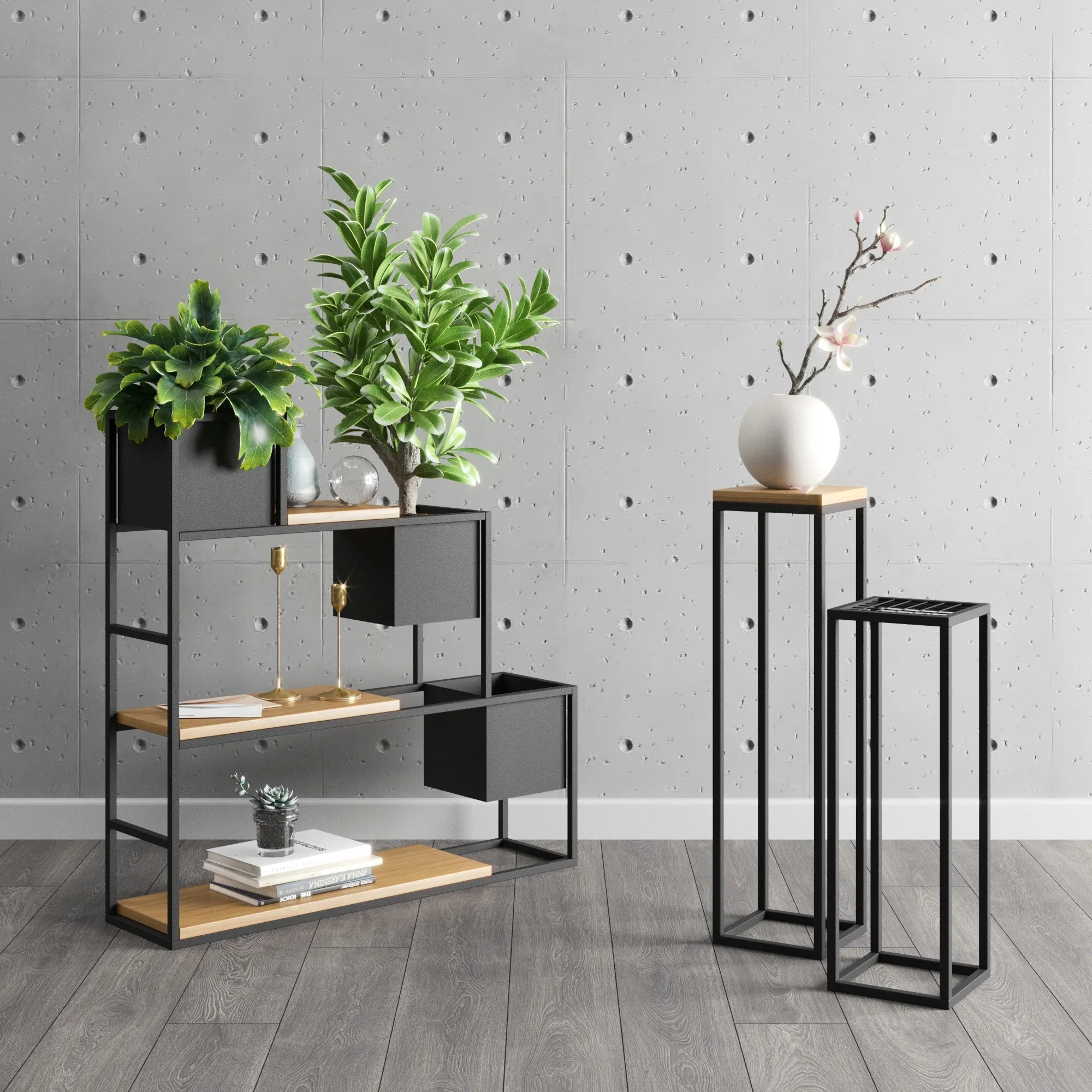 Kwietnik stojący metalowy z siatką RENES XS czarny - LD_TZ000153