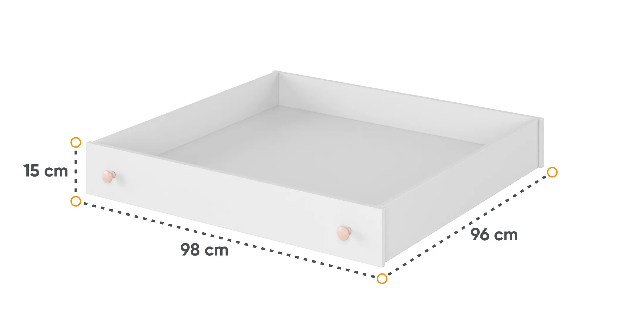 Szuflada do łóżka LUNA LN-09 biało-różowa - LN9BR