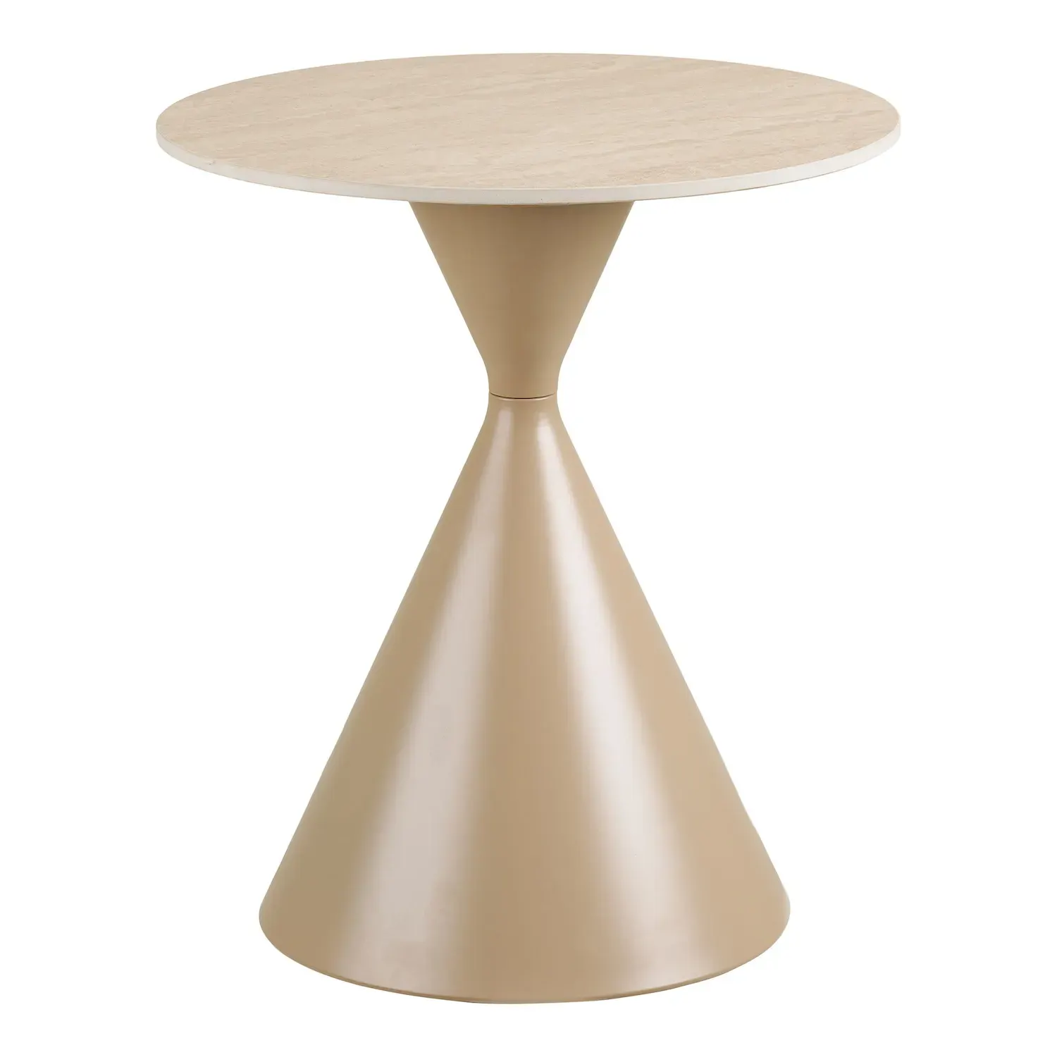 Stolik pomocniczy okrągły ANNECY 50cm ceramika stal trawertyn piaskowy