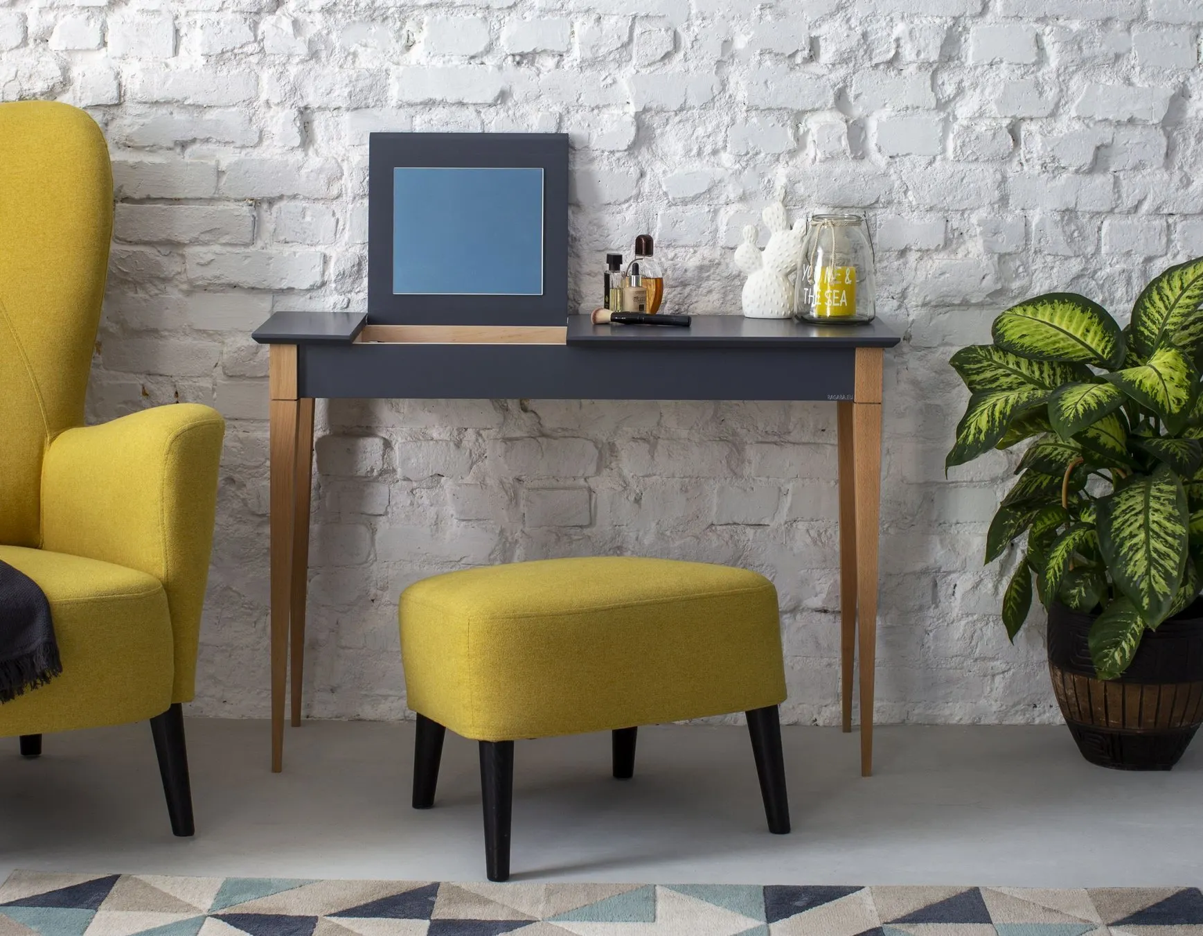 Toaletka z lustrem MIMO 105x35cm czerwony naturalny - RAGABADTMI312