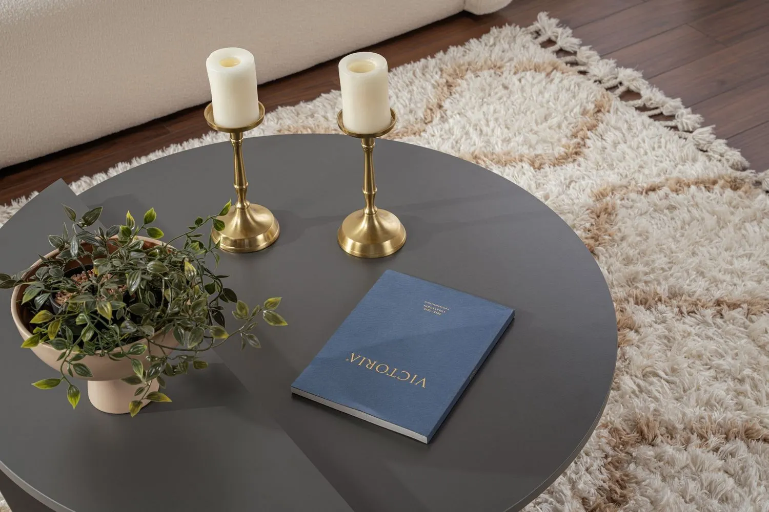 Stolik kawowy 2-elementowy ORION 90x90 cm antracytowy - ASI_241NRD1204