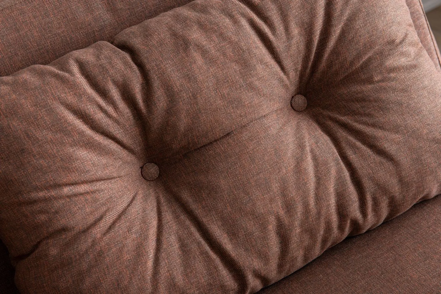 Sofa rozkładana 2-osobowa z lnianą tapicerką SANDO jasnobrązowa — zdjęcie 10