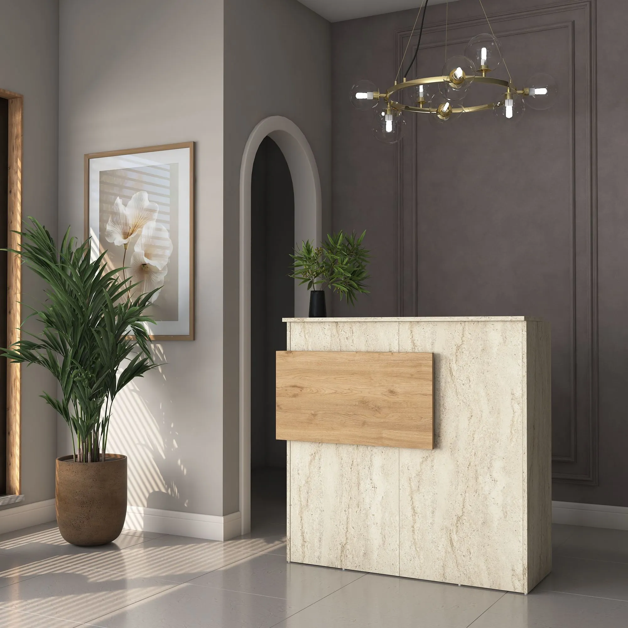 image recepcja, lobby, konsola, kamień, wnętrze