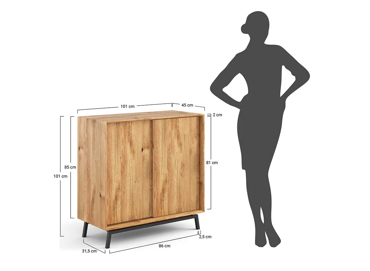 Komoda z barkiem MODERN LOFT 2-drzwiowa - dąb olejowany - PLMOL01D