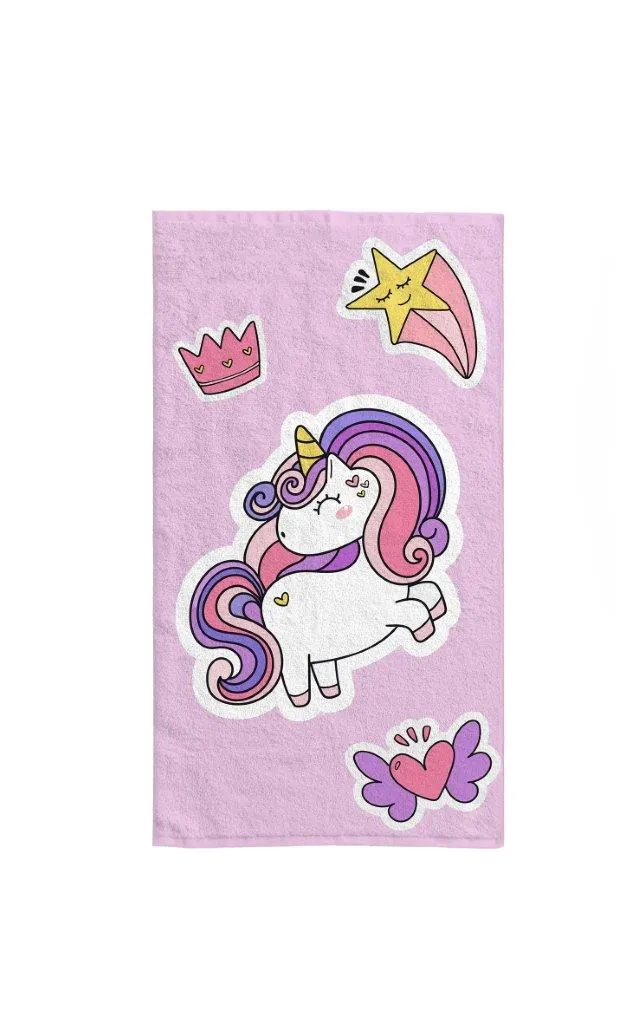 Ręcznik dla dziecka KIDS 003 30x50 druk fioletowy różowy Wystrój domu, Dywan, Aplikacja, Osoba, Twarz