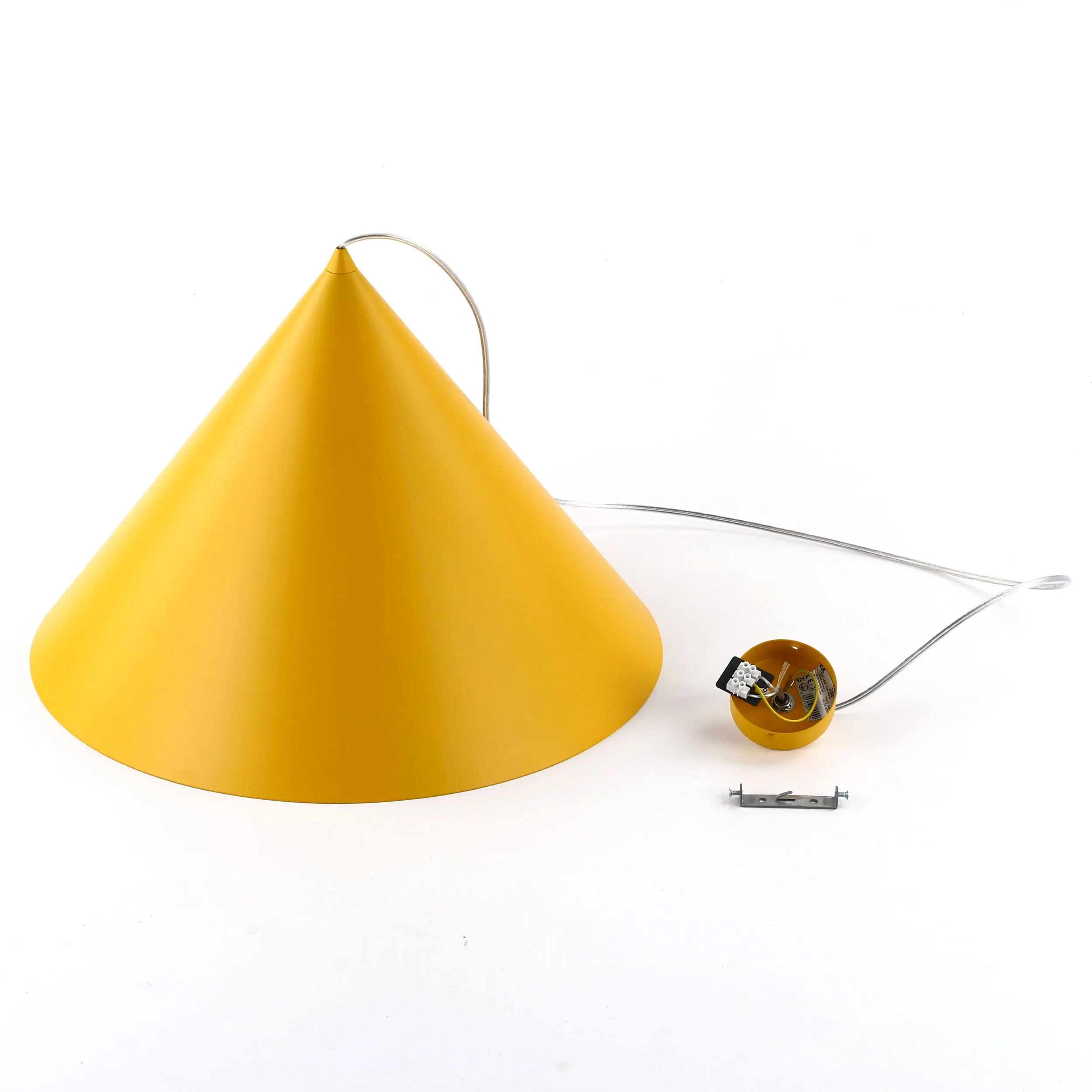 Lampa wisząca CONO żółta na przeźroczystym przewodzie 180x46cm - TK_10090