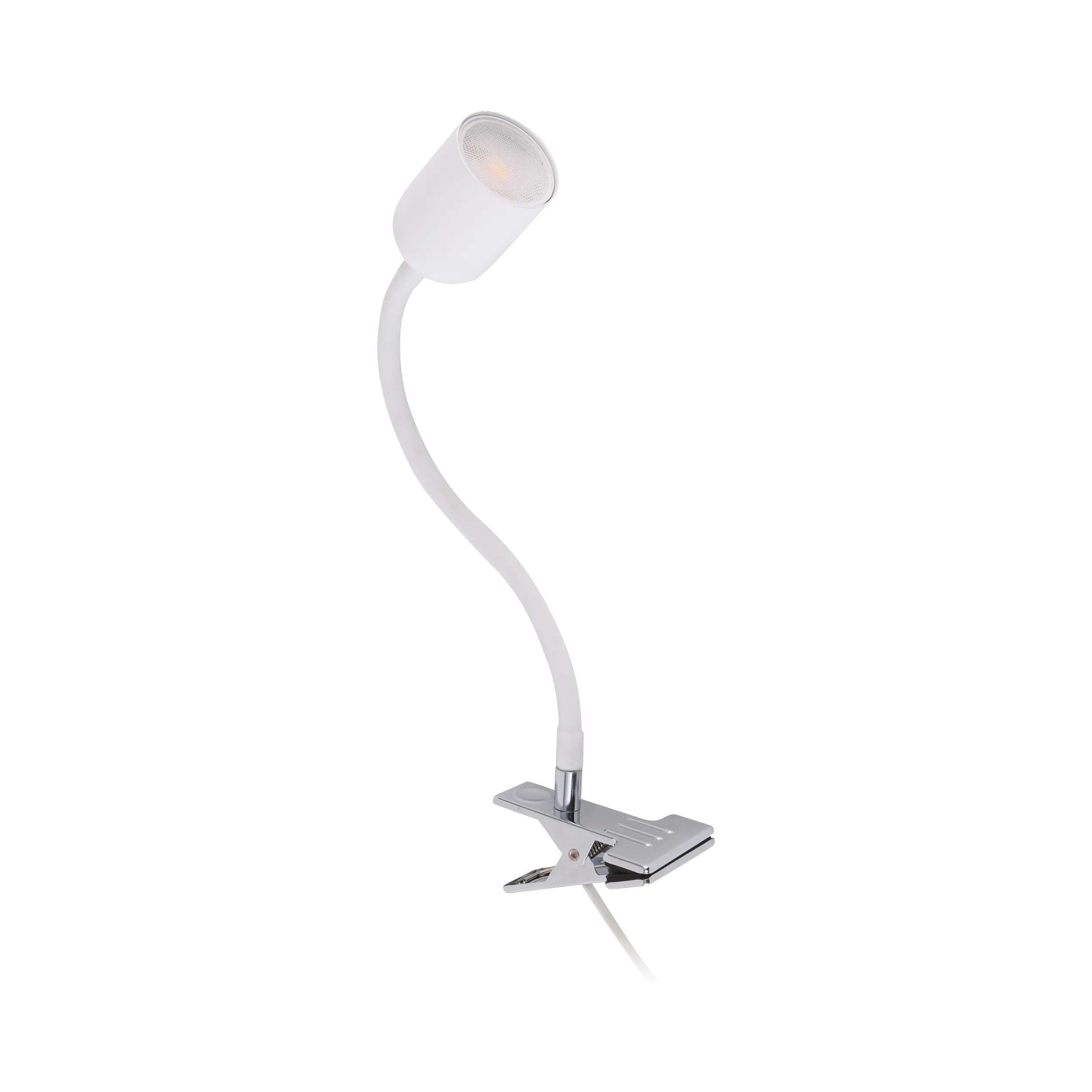 Lampa mobilna na klips TOP biała z chromowaną podstawą regulowana 35x20x6cm - TK_4559