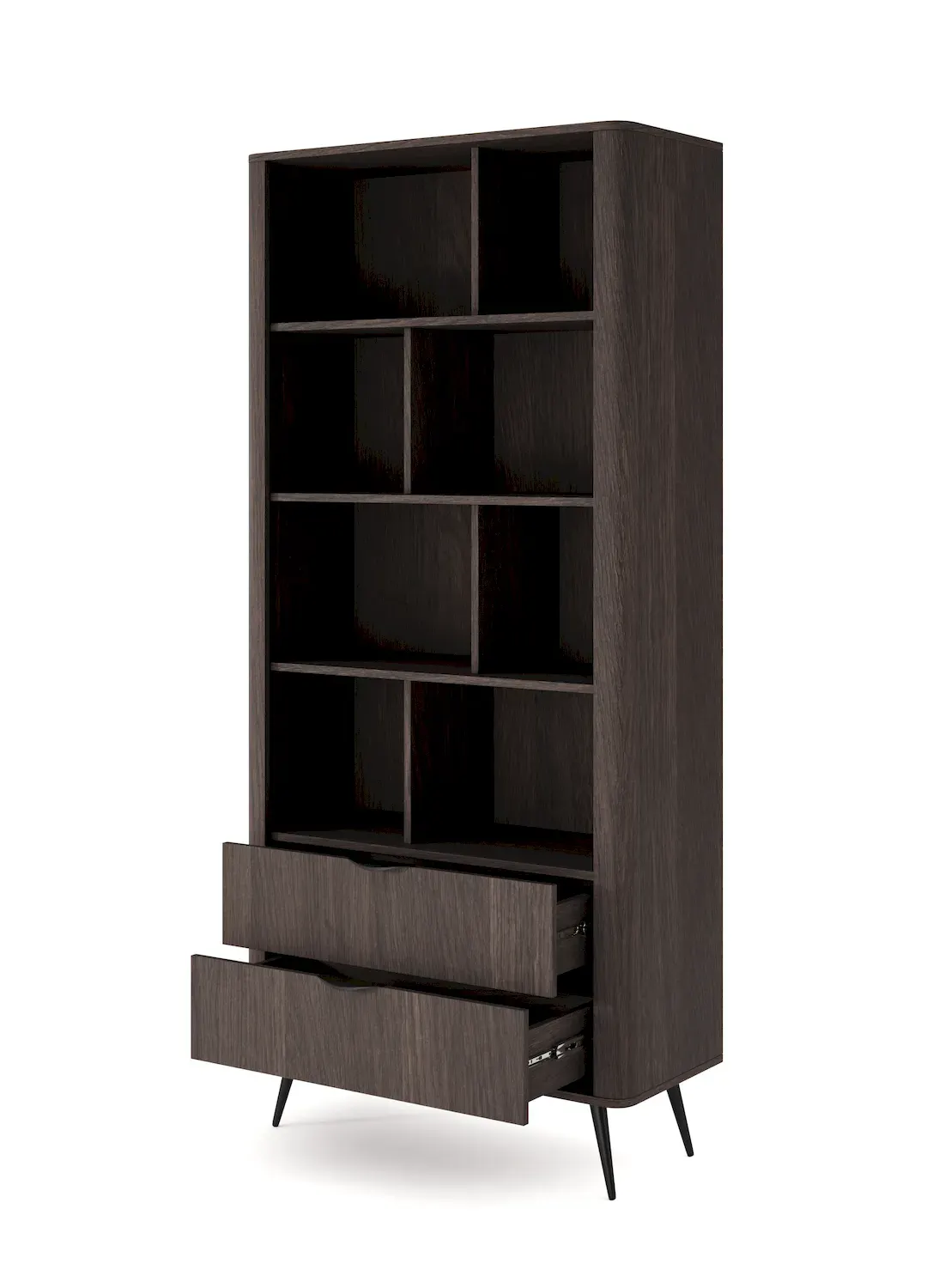 Regał z 2 szufladami VERIS dąb dunin czarny - LA_VERIS_REGAŁ_2S