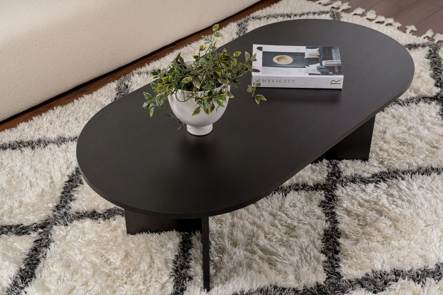 Stolik kawowy SABLE 60x120 czarny efekt drewna — zdjęcie 5