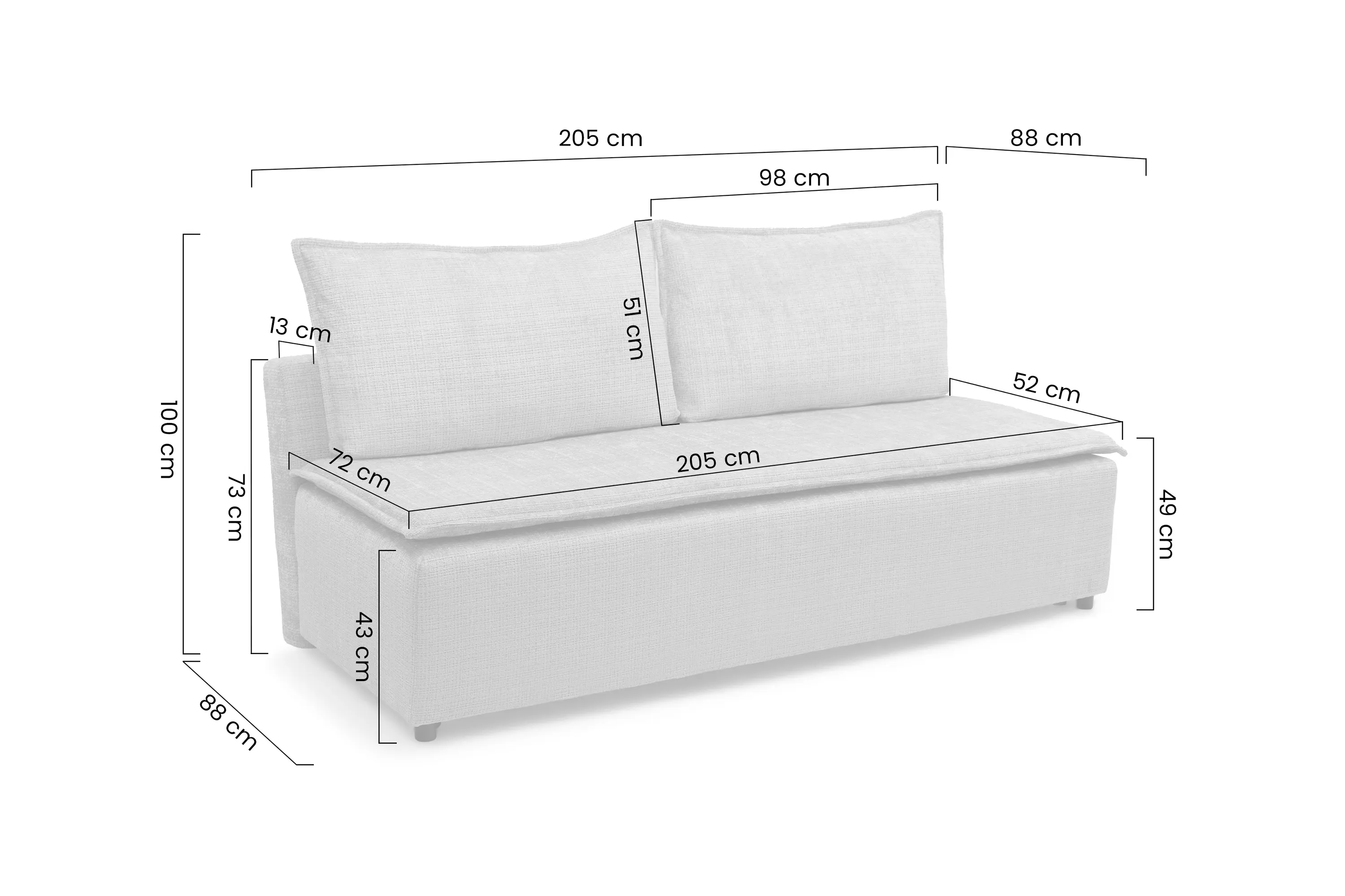 Sofa rozkładana z pojemnikiem FIRIOZA 210 cm ciemnobeżowa - B_165928