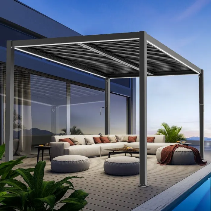 Pergola LUXE 3x4m antracyt z LED - MI_5908227364804