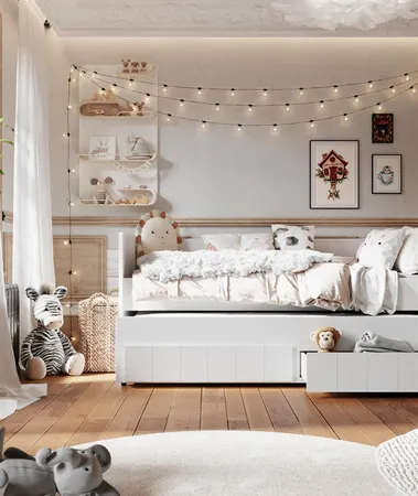 Łóżko podwójne z szufladami CALMO 90x200 białe - PIN_021-061-110