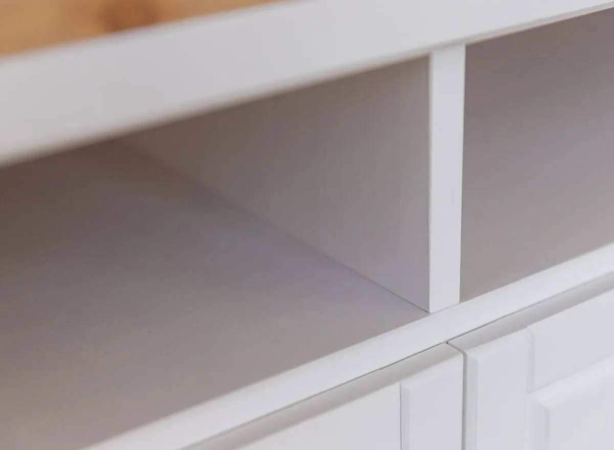 Szafka RTV mała MARONE ELITE z 2 szufladami - biały, złocisty - PLMEL09