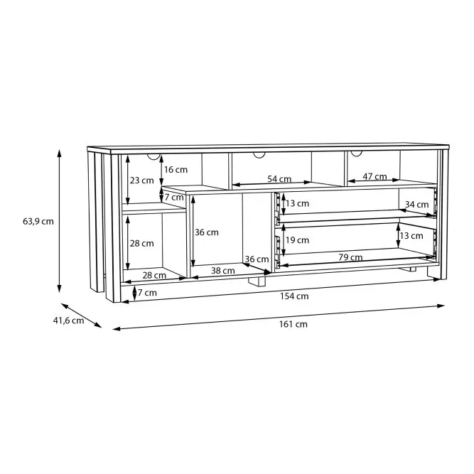 Szafka RTV CLIF z regałem - old wood vintage - CLFT235-C546