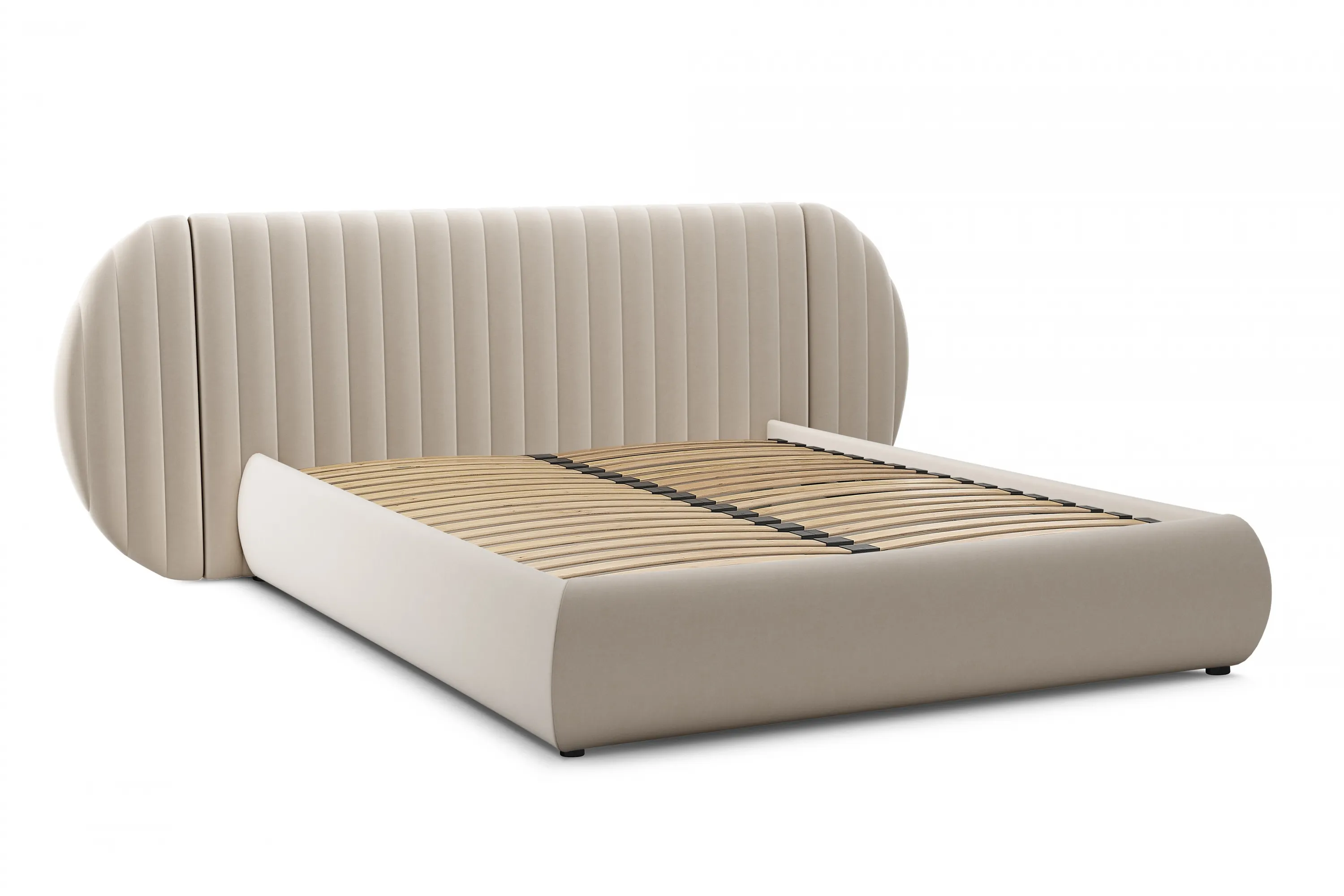 Łóżko Galin z pojemnikiem / 180x200 / Velluto 2 - kremowy