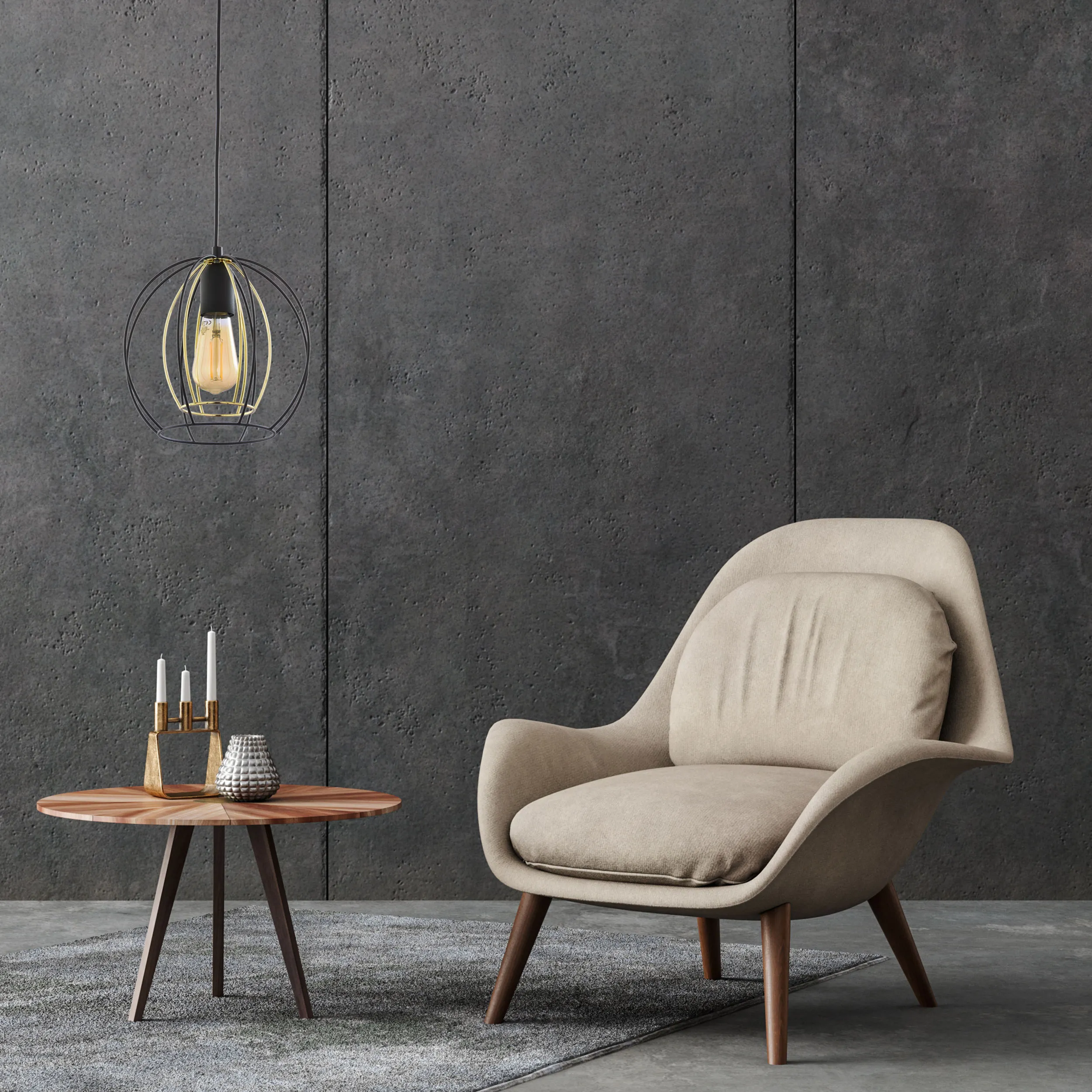 Lampa wisząca JAULA czarna ze złotymi elementami 180x24cm - TK_6251