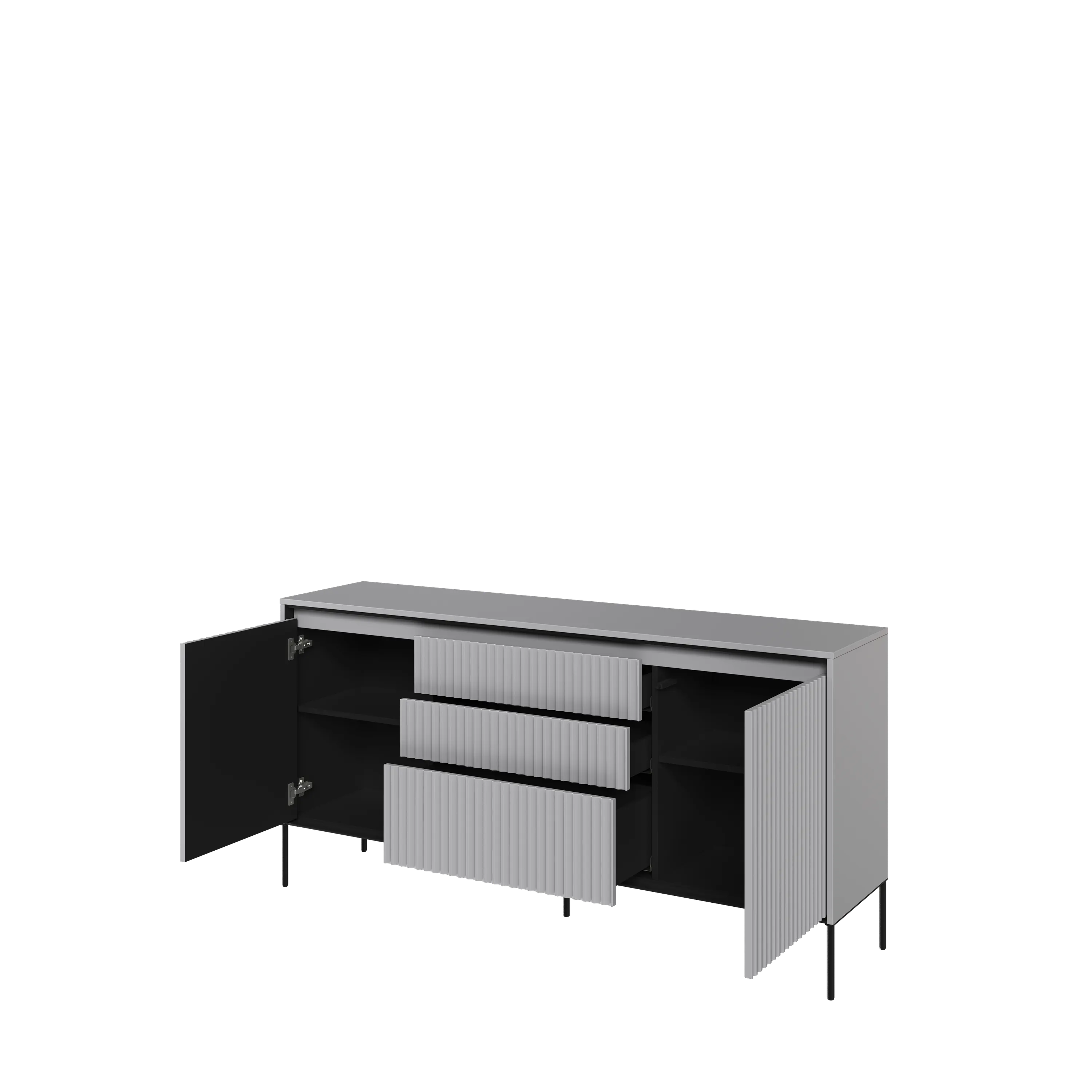 Komoda z oświetleniem TREND TR-01 2D3S ryflowana szary/czarny - TR1SC-V2