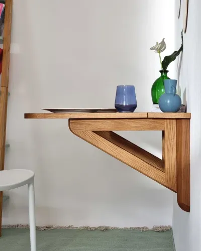 Stół ścienny opadający KLAPP drewniany 60x70 jesion naturalny - RGBKLAPP6070_ASH