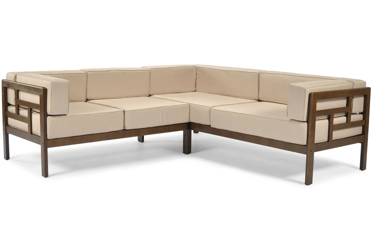 Narożnik ogrodowy EDEN 5-osobowy, brązowy, beżowy - FE5906948124998