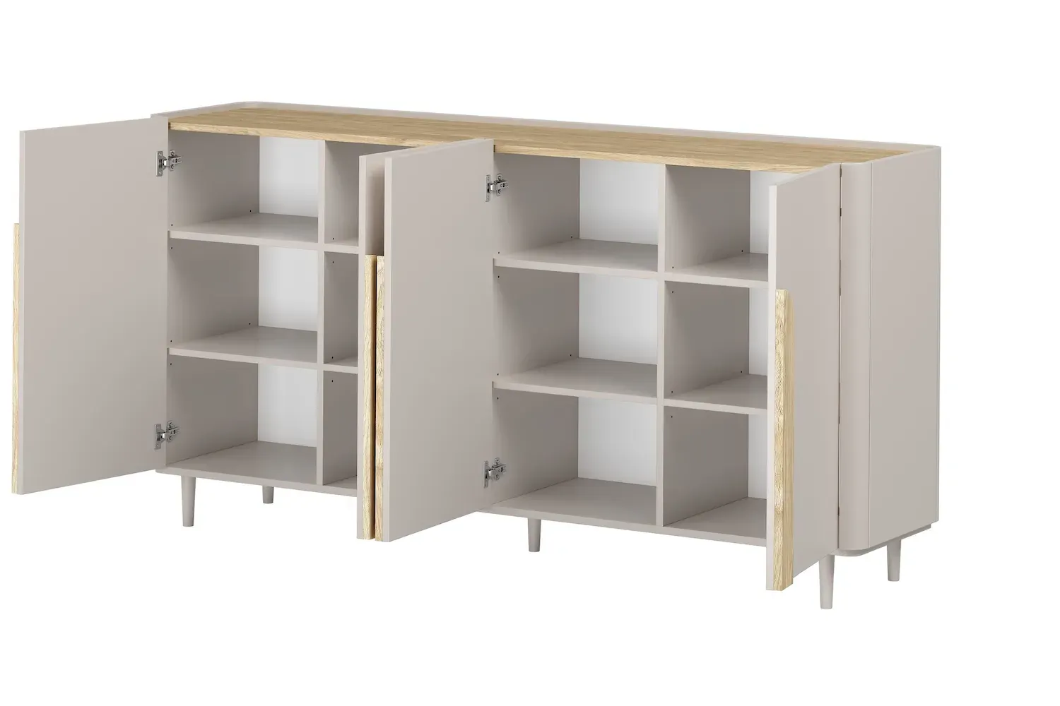 Komoda 4-drzwiowa AMILIO 200 - cashmere dąb olejowany uchwyty dąb jasny nogi cashmere - B_169215