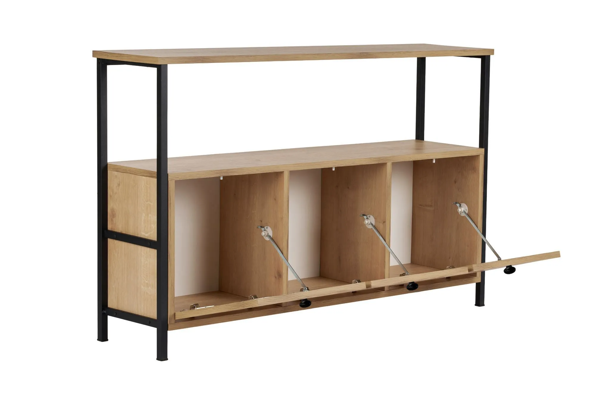 Konsola 3-drzwiowa SOLACE 120 cm dąb czarny metalowy stelaż — zdjęcie 3
