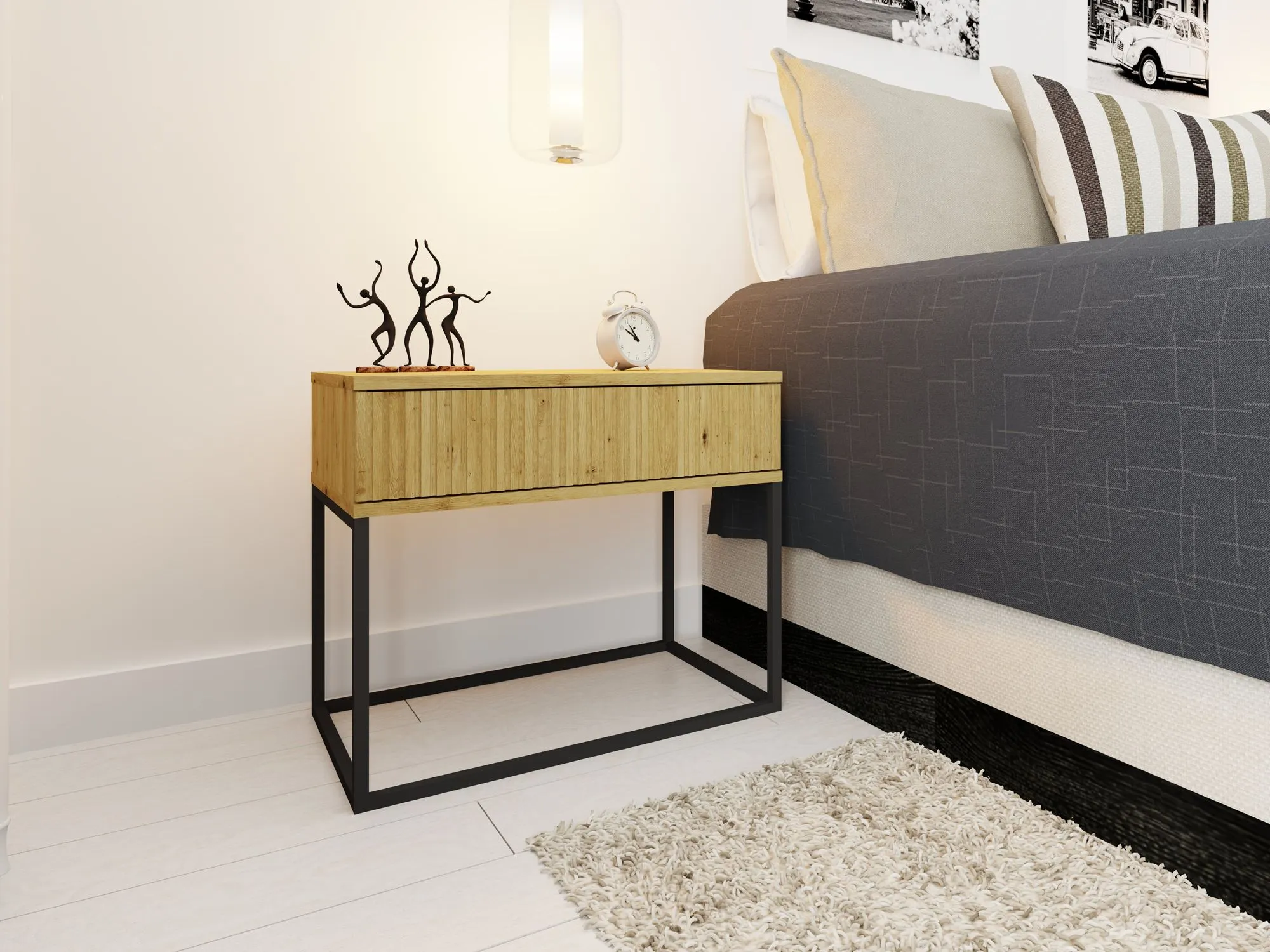 Szafka nocna z 1 szufladą na stelażu 60cm CADRO 2 push to open dąb artisan - INT_5003335