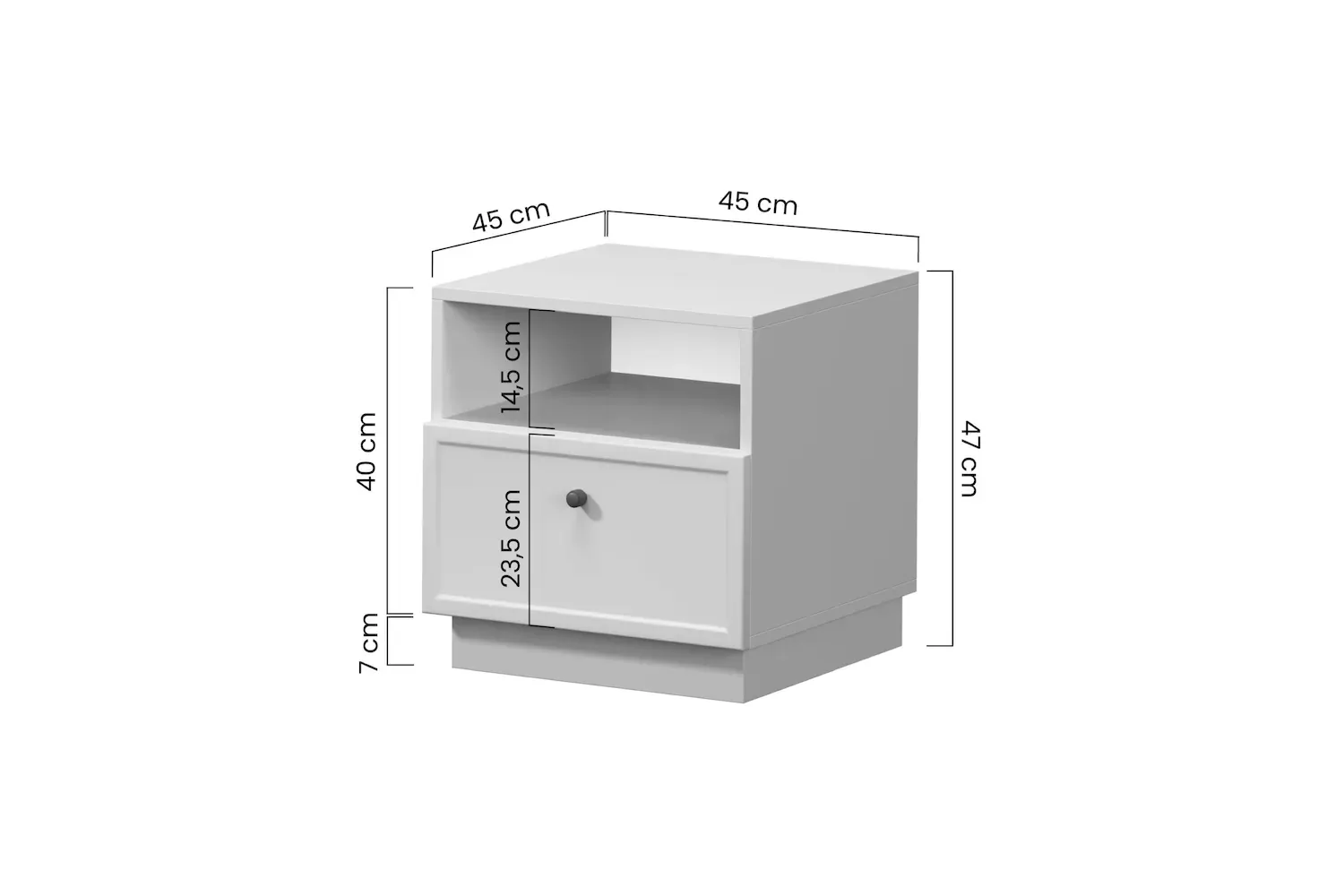 Szafka nocna z szufladą i półką LORINI 45 - cashmere uchwyt T-bar złoty cokół - B_166681