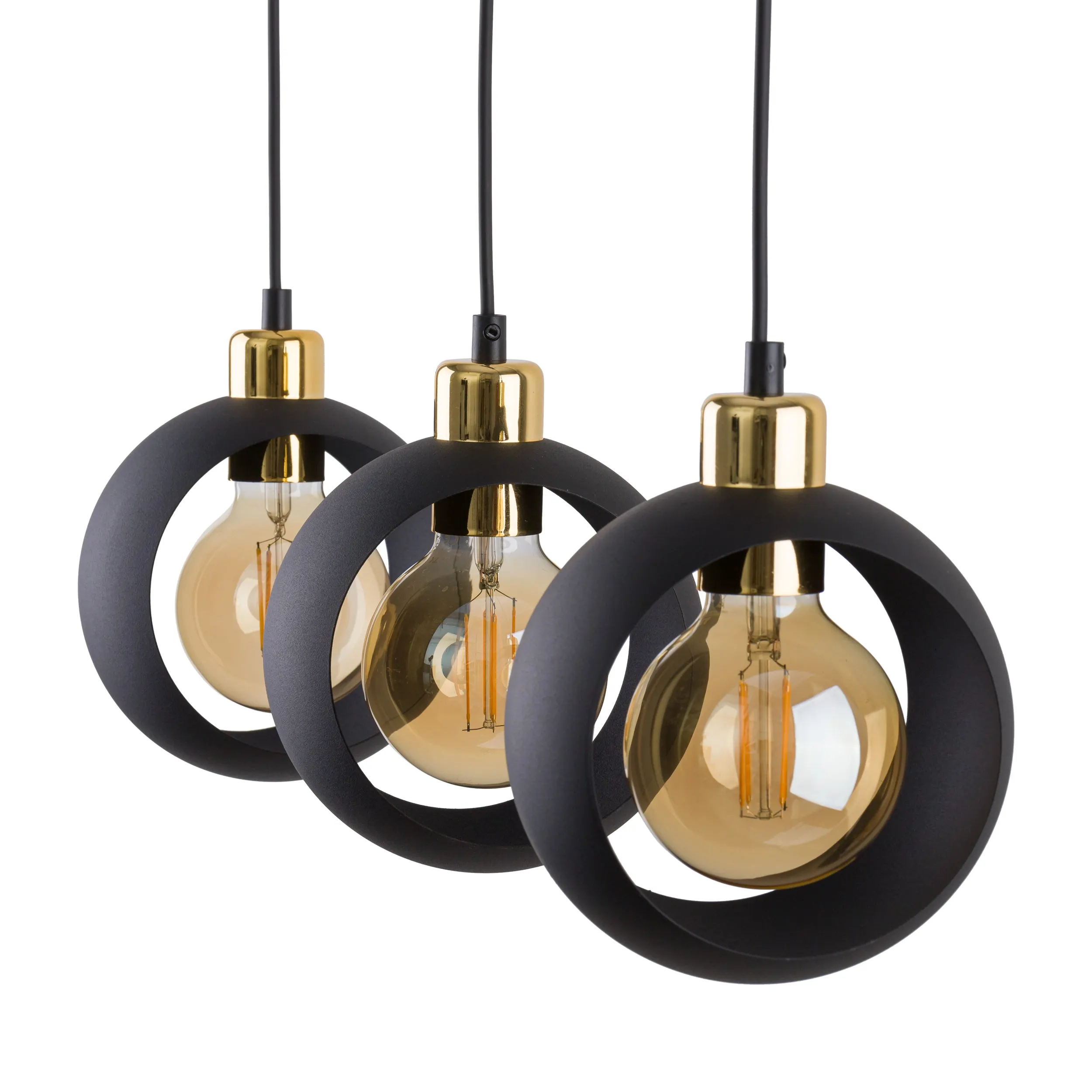 Lampa wisząca CYKLOP czarna ze złotymi elementami na metalowej listwie 127x61x17cm - TK_2753