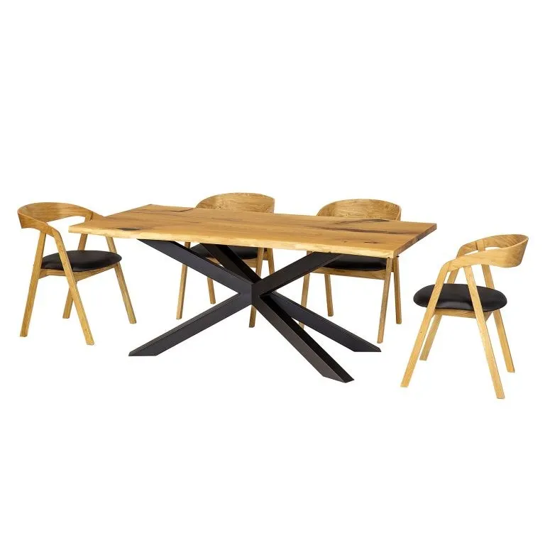 Stół metalowo - dębowy 100x240 ST388 Naturalny DREWMAX - 52622