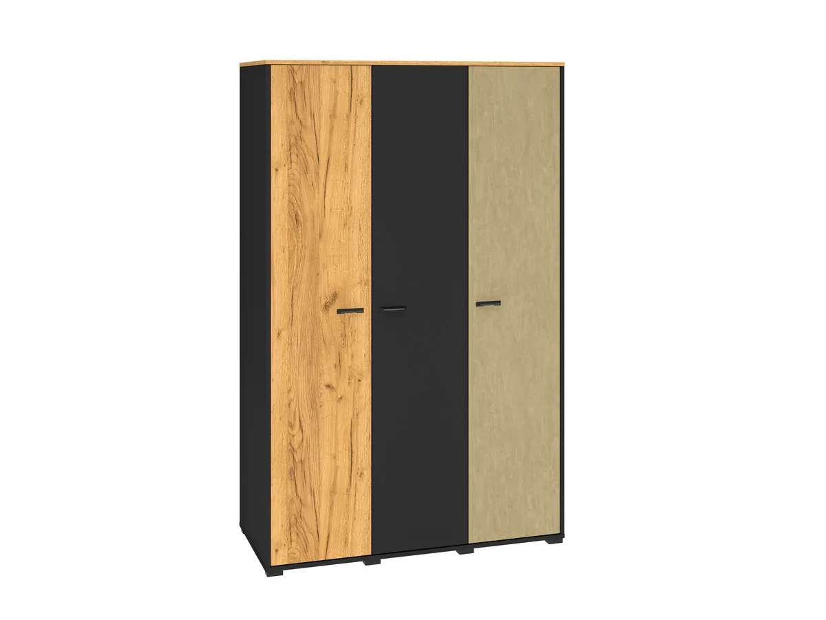 Szafa 3-drzwiowa Colt 01 dąb craft złoty, czarny, stal premium Szafa, Meble, Szafka, Skrzynka pocztowa