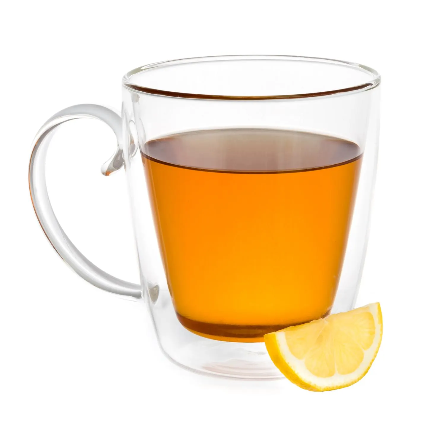 image glass mug, gorący napój, herbata, cytryna, podwójna ścianka