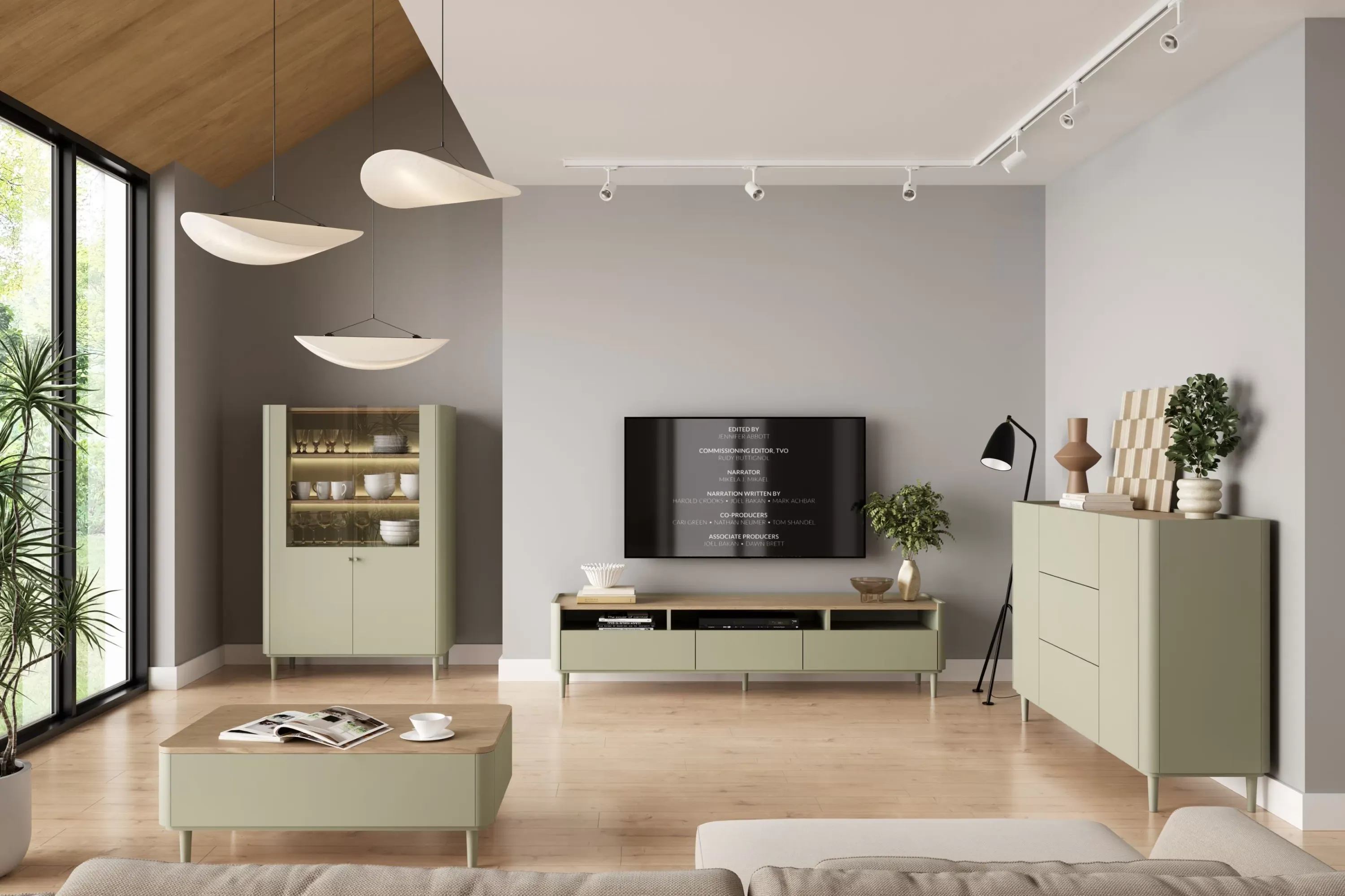 Stolik kawowy z 2 szufladami ELIVO 60x100cm drewniane nogi eukaliptus dąb baltic dune