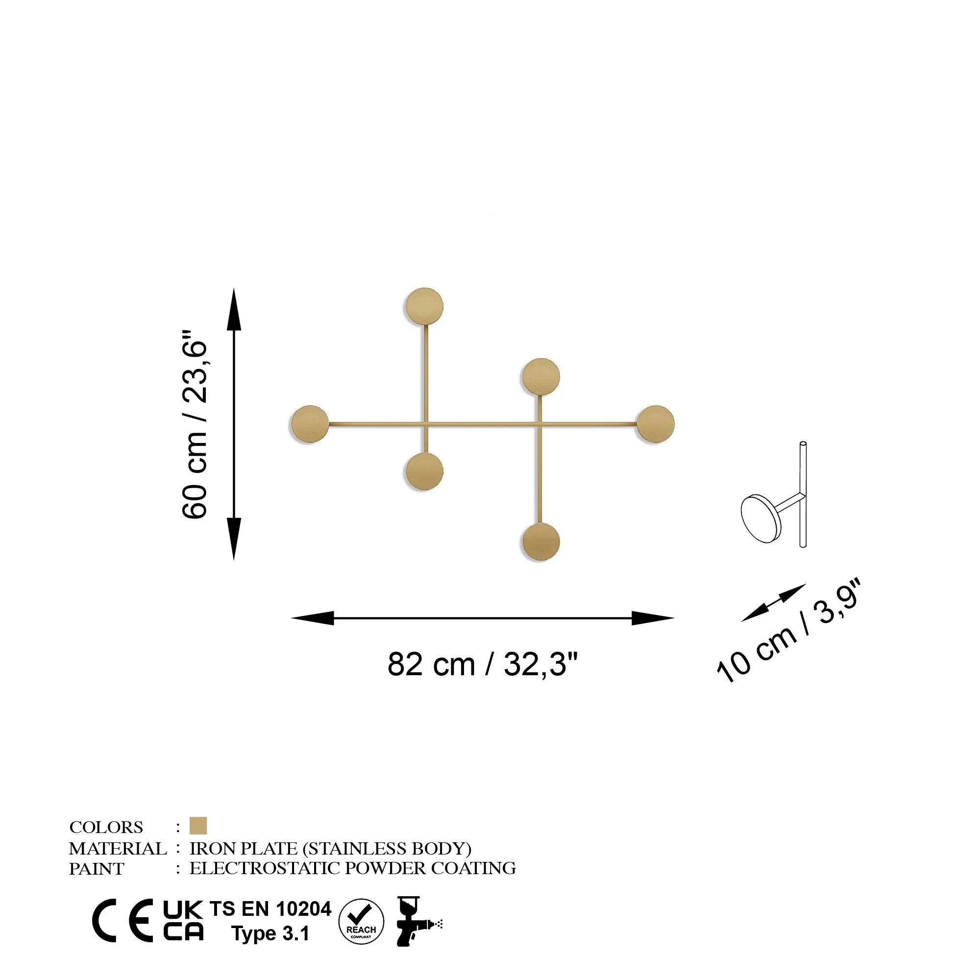 Metalowy haczyk ścienny DAMA A złoty - ASI_494PYT1133