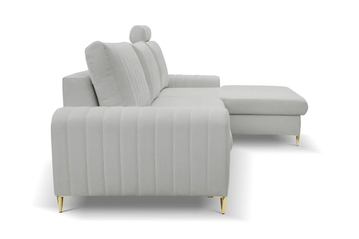 Narożnik rozkładany z pojemnikiem MONACO LOFT 251 cm prawy popielaty