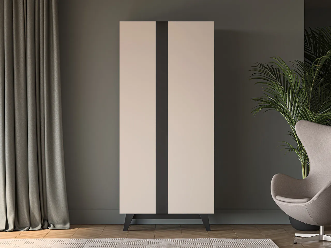 Szafa 2-drzwiowa FRESHION 200x90 beżowo-czarna - 1FRES01-001