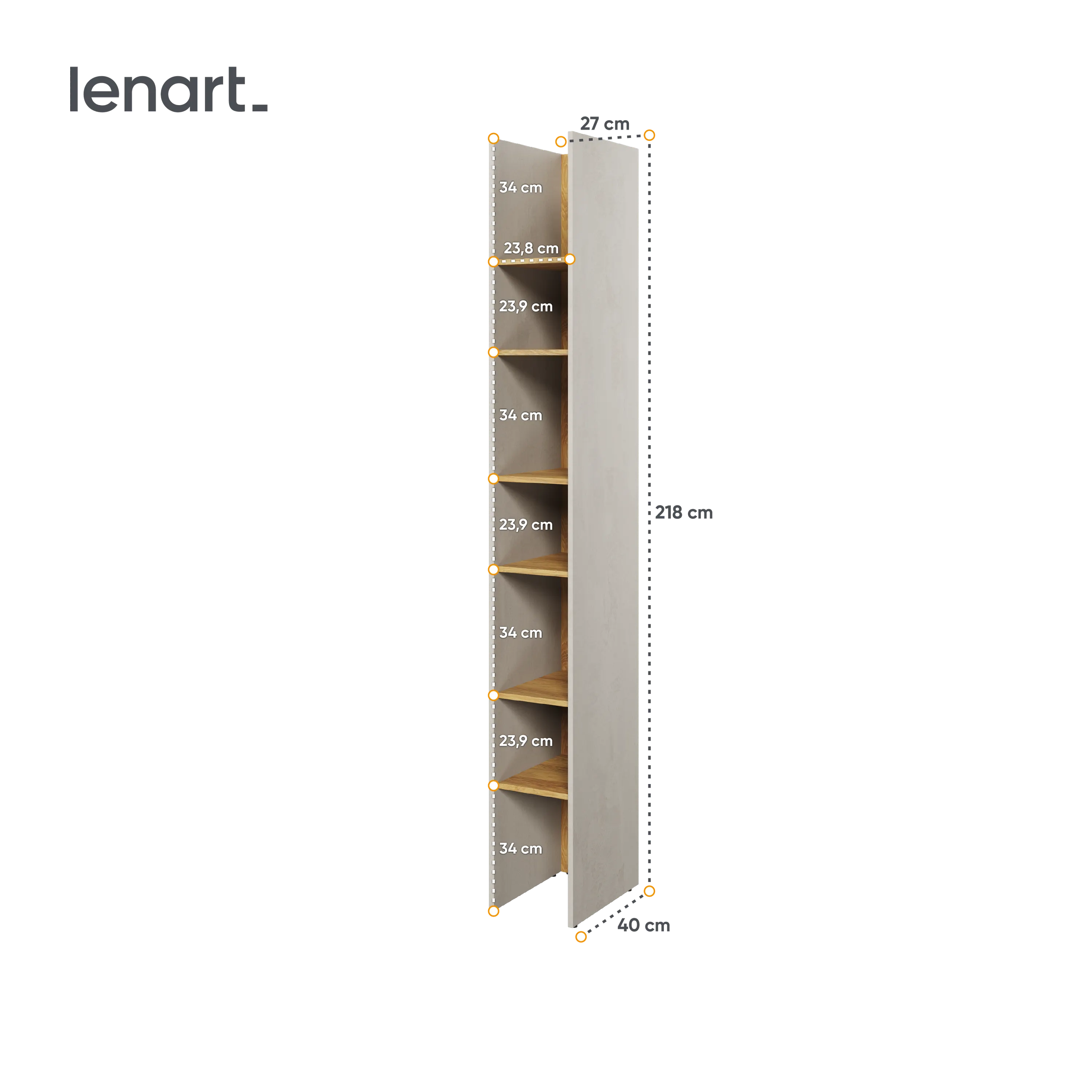 Wąski regał Teen Flex TF-03 27cm szary - TF3SFH