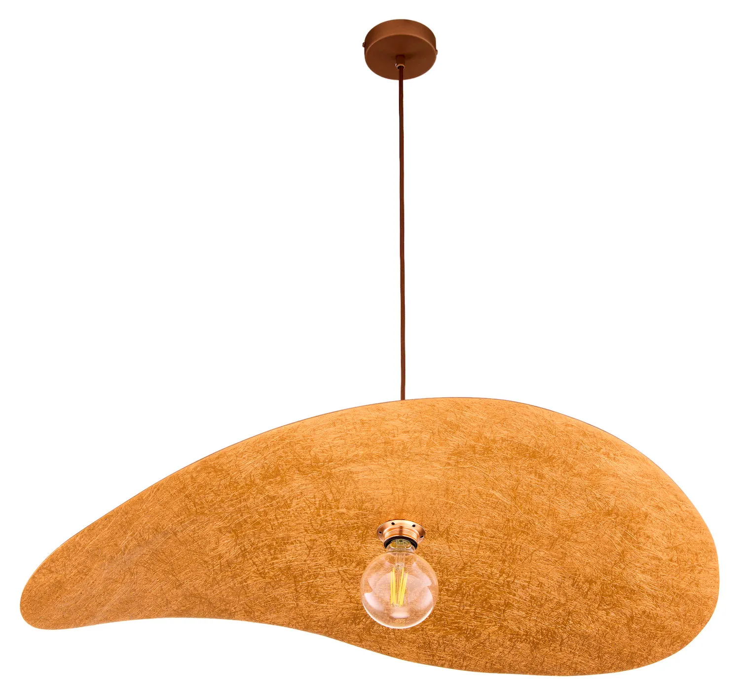 lampa wisząca, półkula, metalowy kolor, żarówka E27, konstrukcja wisząca
