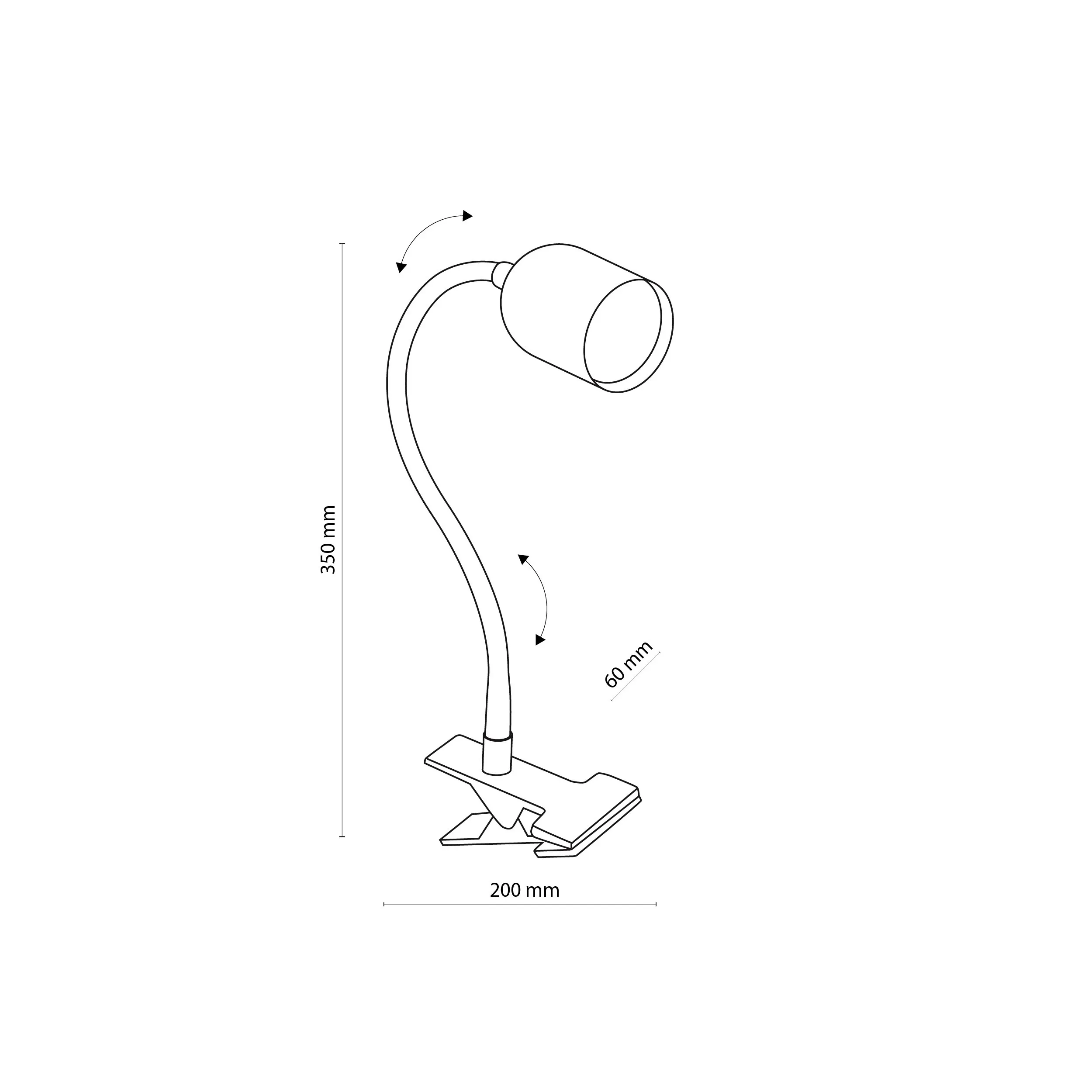 Lampa mobilna na klips TOP biała z chromowaną podstawą regulowana 35x20x6cm - TK_4559