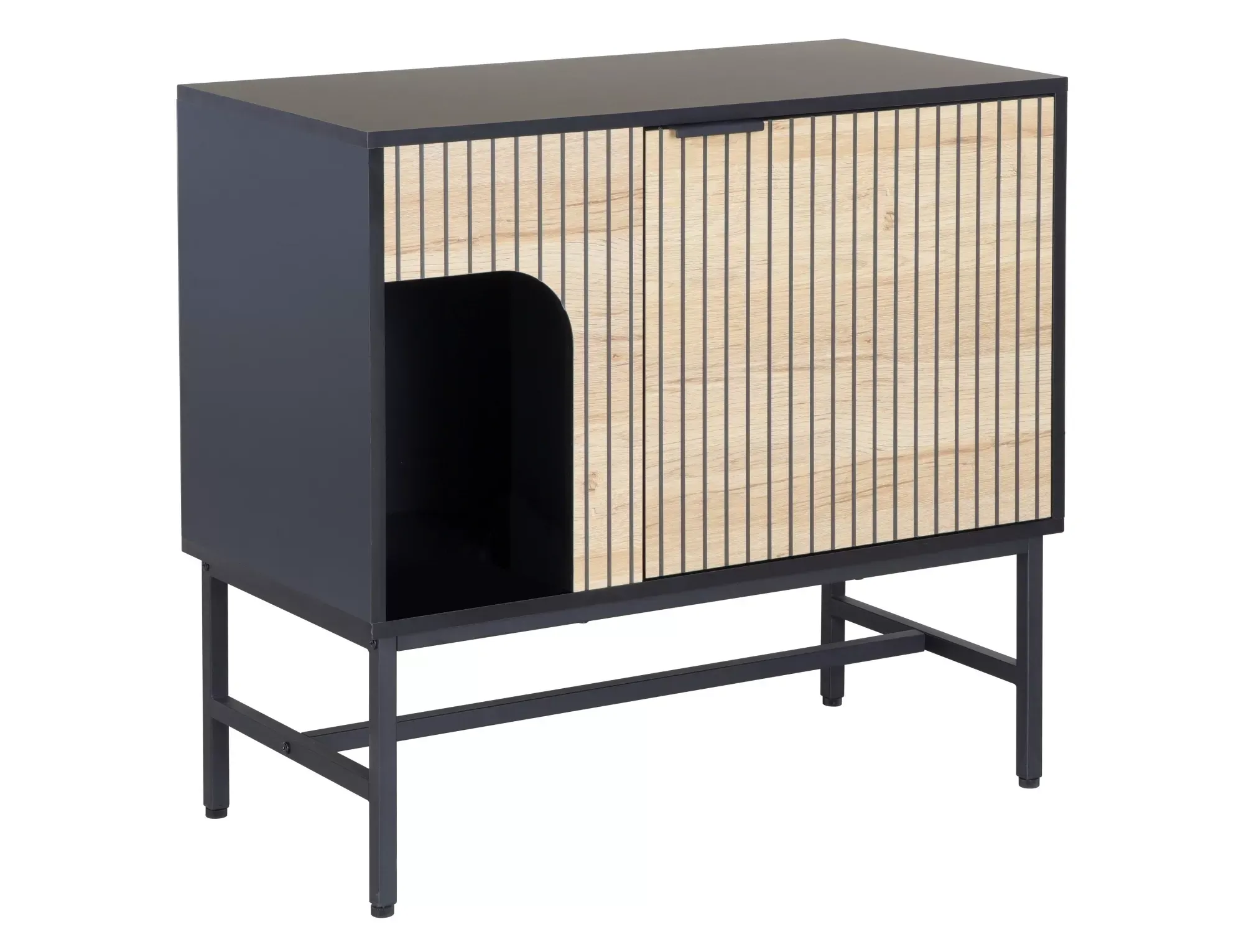 Komoda z półkami MAGO K3 75 cm drewniano-czarna