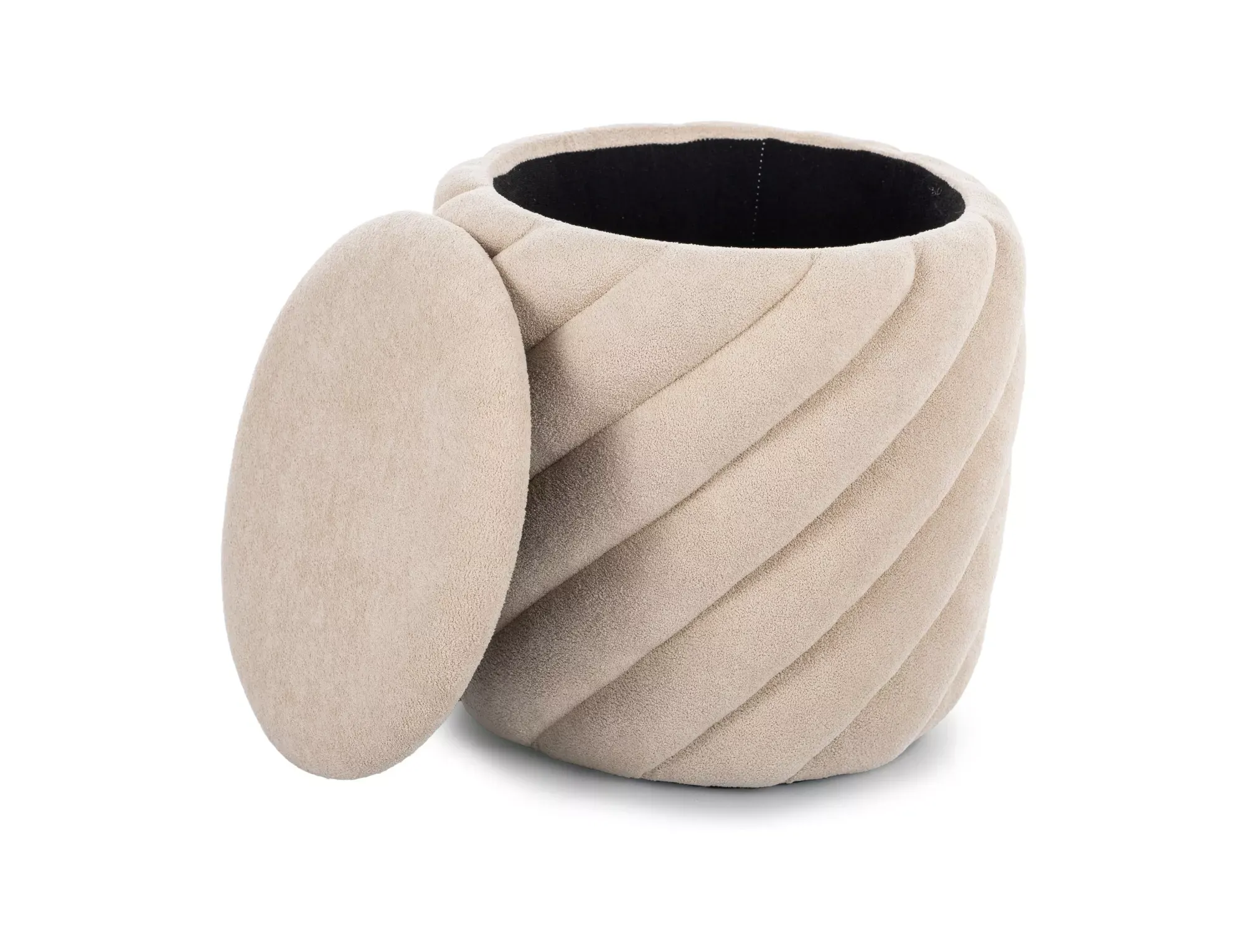 Puf okrągły ze schowkiem PELARO 42 cm beżowy - PELAROBE