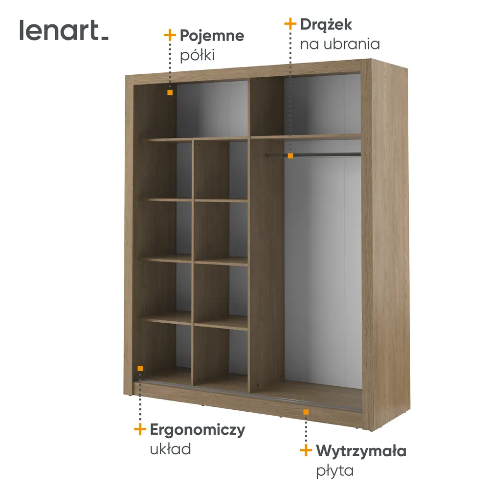Szafa 2-drzwiowa z lustrami ARTI AR-08 203cm dąb shetland - AR8DH