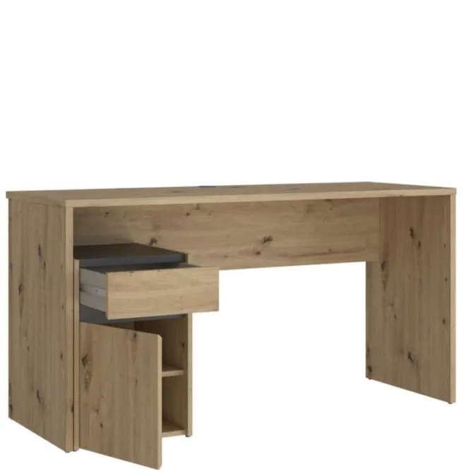 Biurko MODULTRICK z szafką i szufladą - dąb artisan, szary - MDUB112-C827