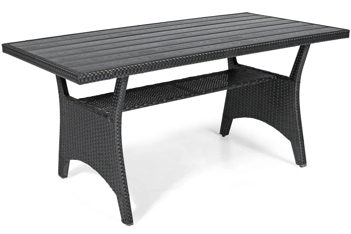 Narożnik ogrodowy wypoczynkowy SZTOKHOLM ze stołem technorattan czarny - FE5906480909794