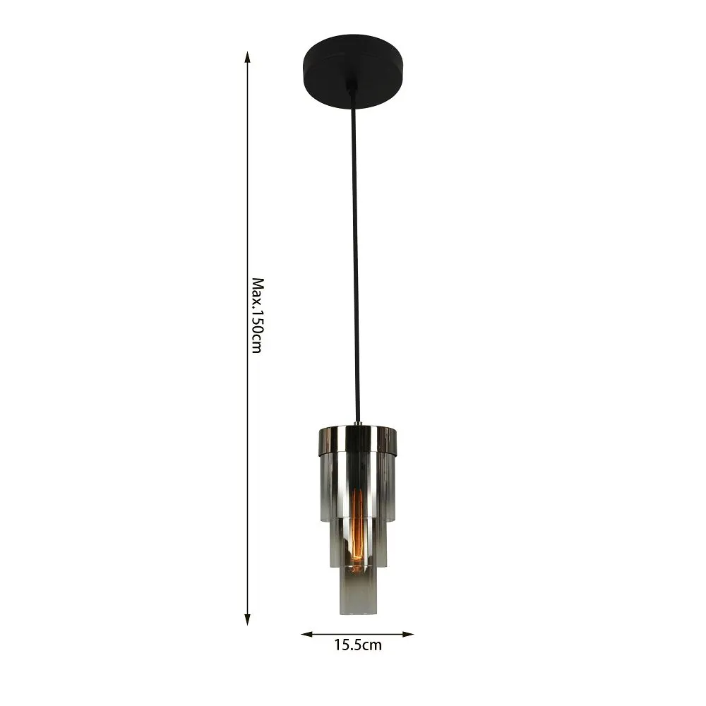 Lampa wisząca GRANS pojedyncza 16x150 z potrójnymi kloszami cylindrycznymi - 6211-0110