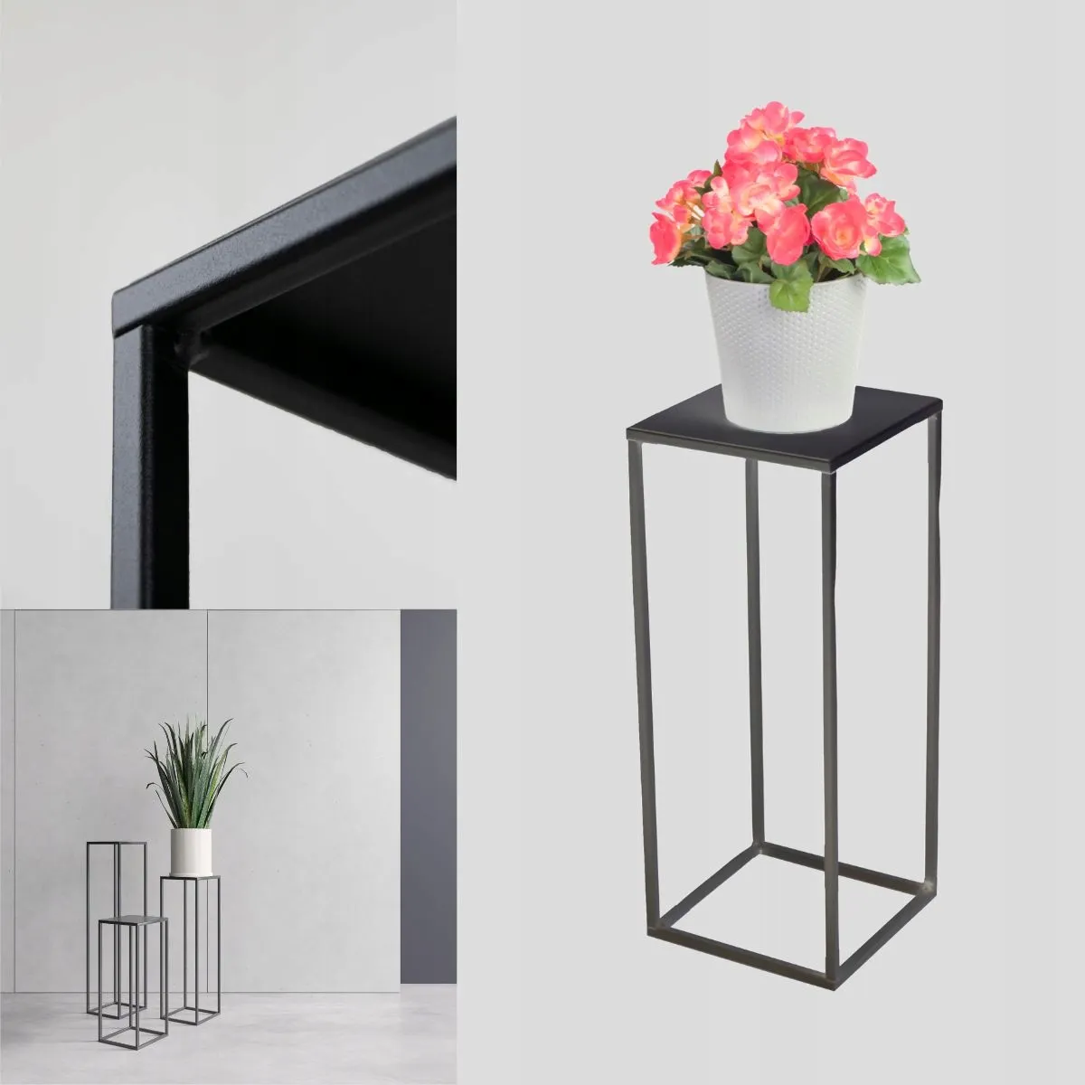 Kwietnik stojący metalowy EVRON S czarny - LD_TZ000087