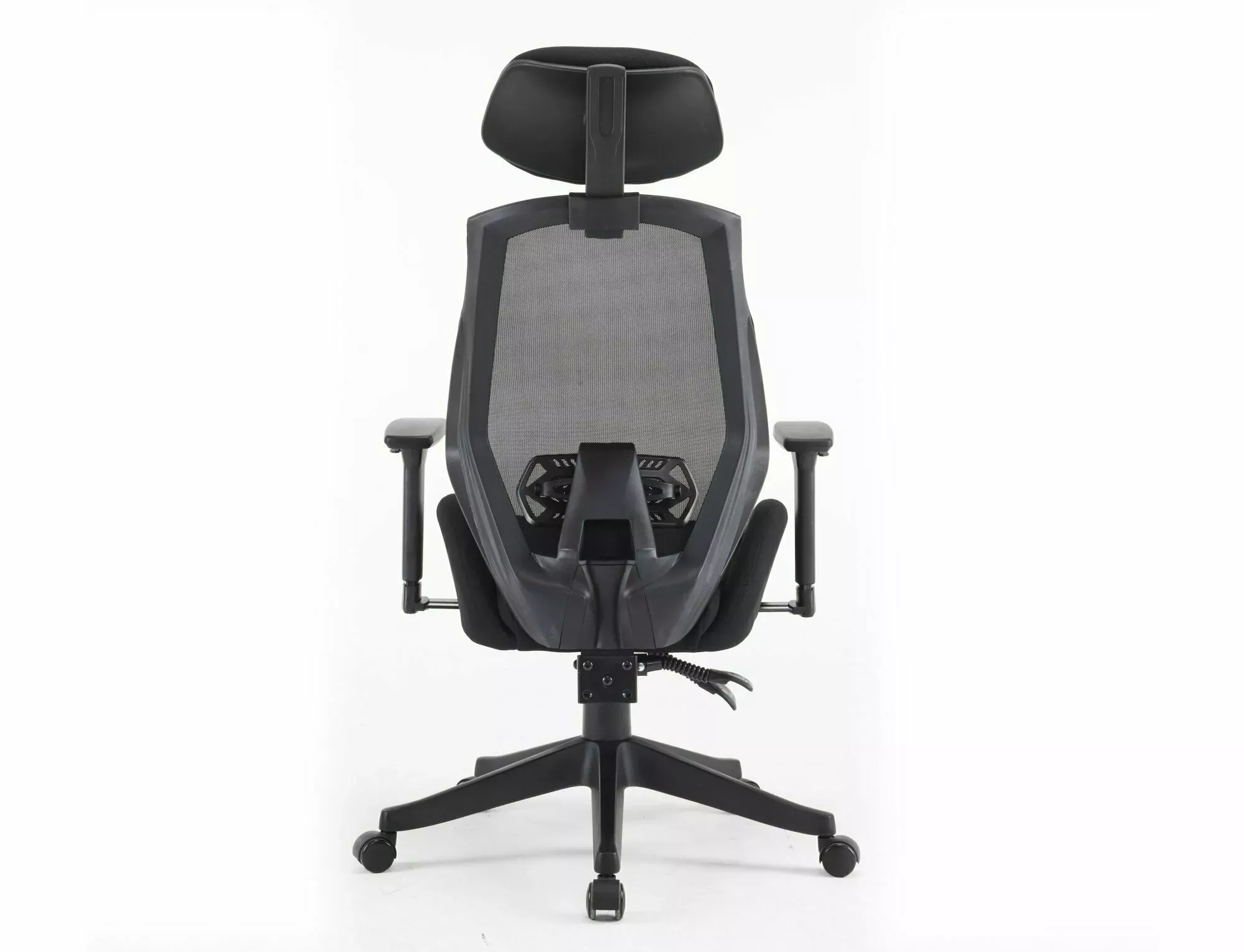 Fotel obrotowy, ergonomiczny Q-406 M z regulowanym zagłówkiem, podłokietnikami, czarny - OBRQ406MC