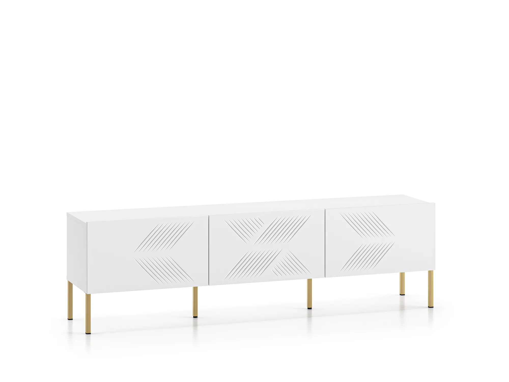 Szafka RTV z 3 klapami CLEARING 04 biały alpejski, noga-złoty Szafka RTV z 3 klapami CLEARING 04 biały alpejski, noga-złoty