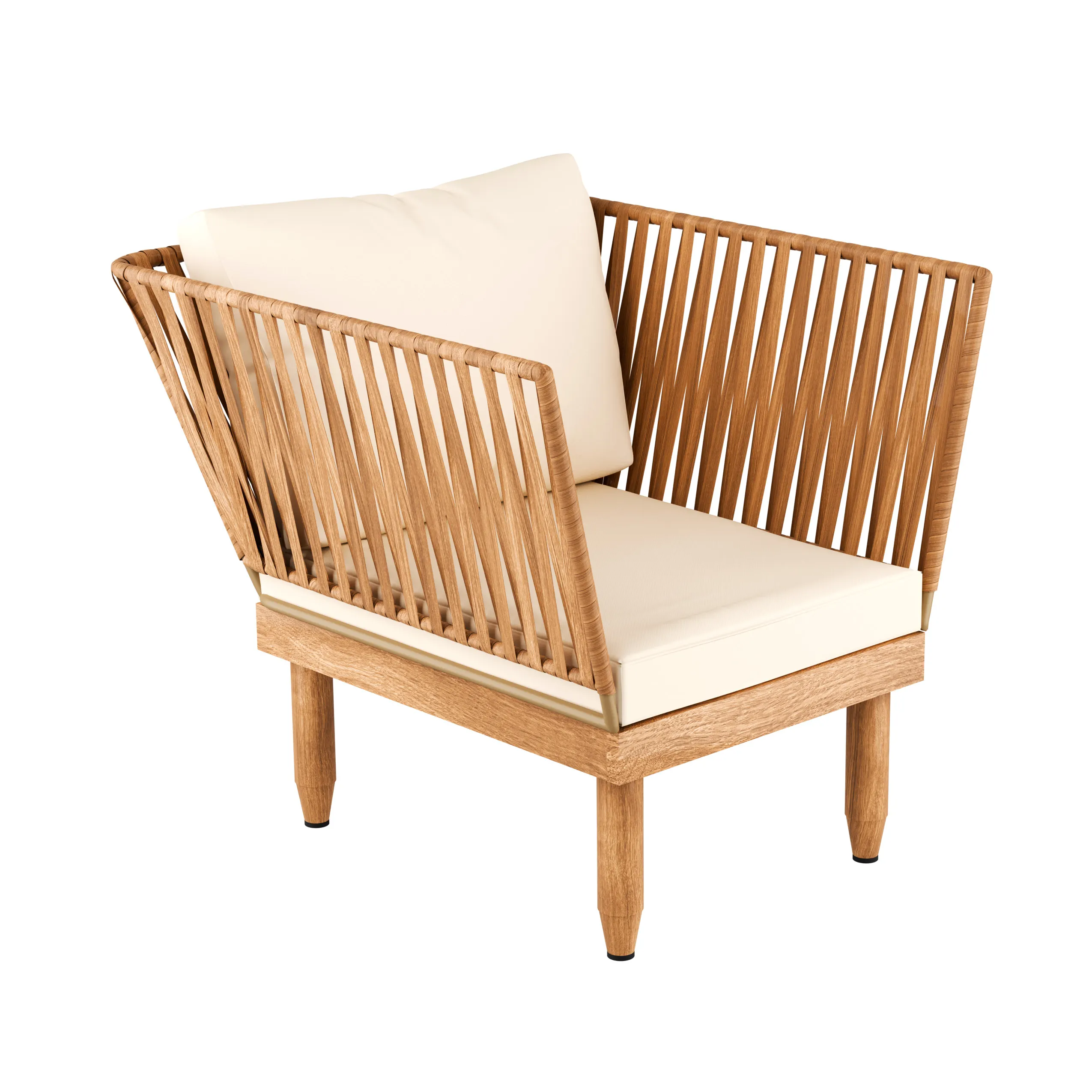 Zestaw ogrodowy wypoczynkowy SEMPLE 3-set drewniany kremowy Zenjoy - SEMPLE_KREMOWY