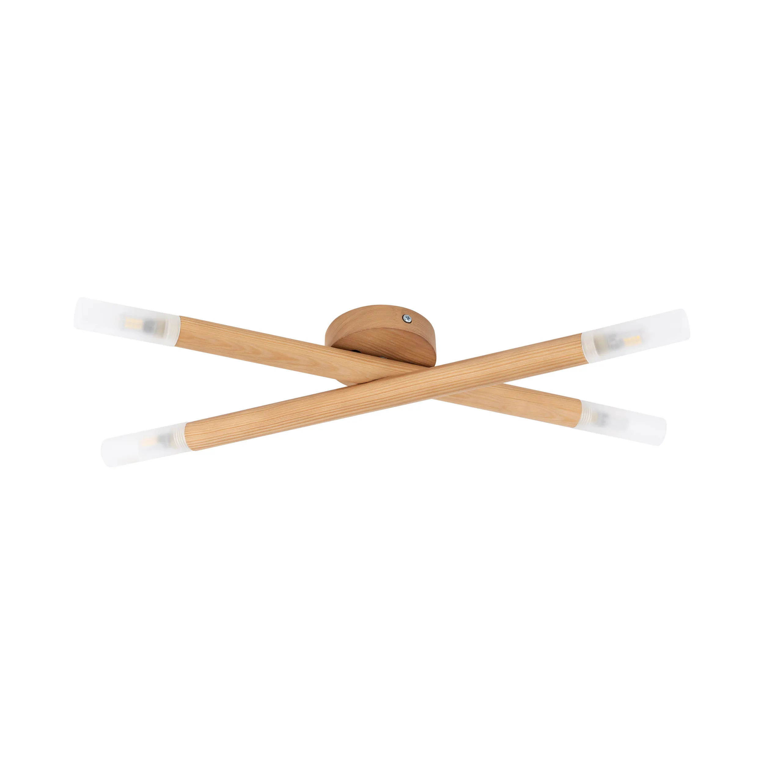 Lampa sufitowa NOBLE jasna drewniana z mlecznymi kloszami 50x23x5cm