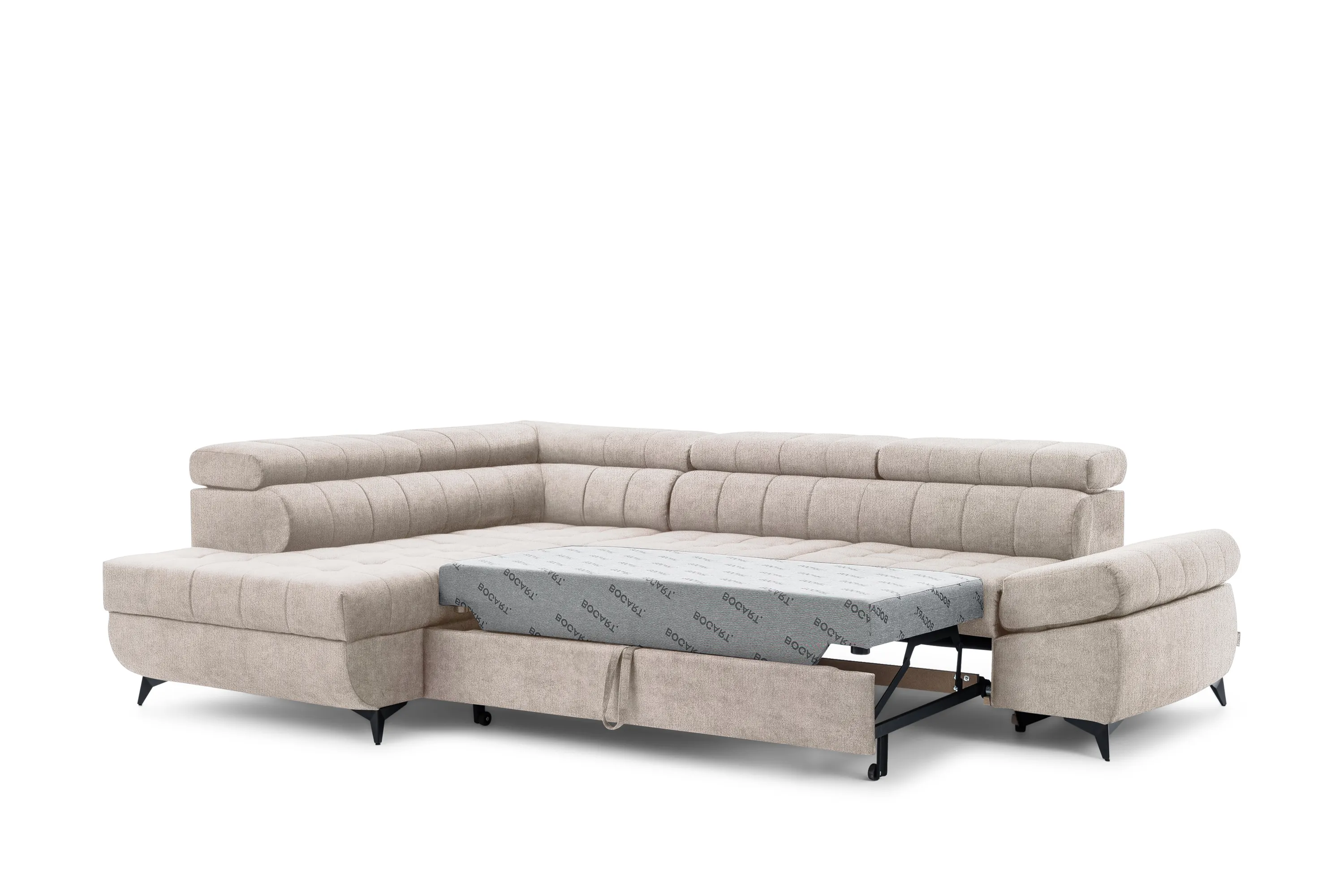 Narożnik lewostronny VALORIS L regulowane zagłówki i podłokietniki tkanina Perfect Harmony 07 beżowy - B_162921